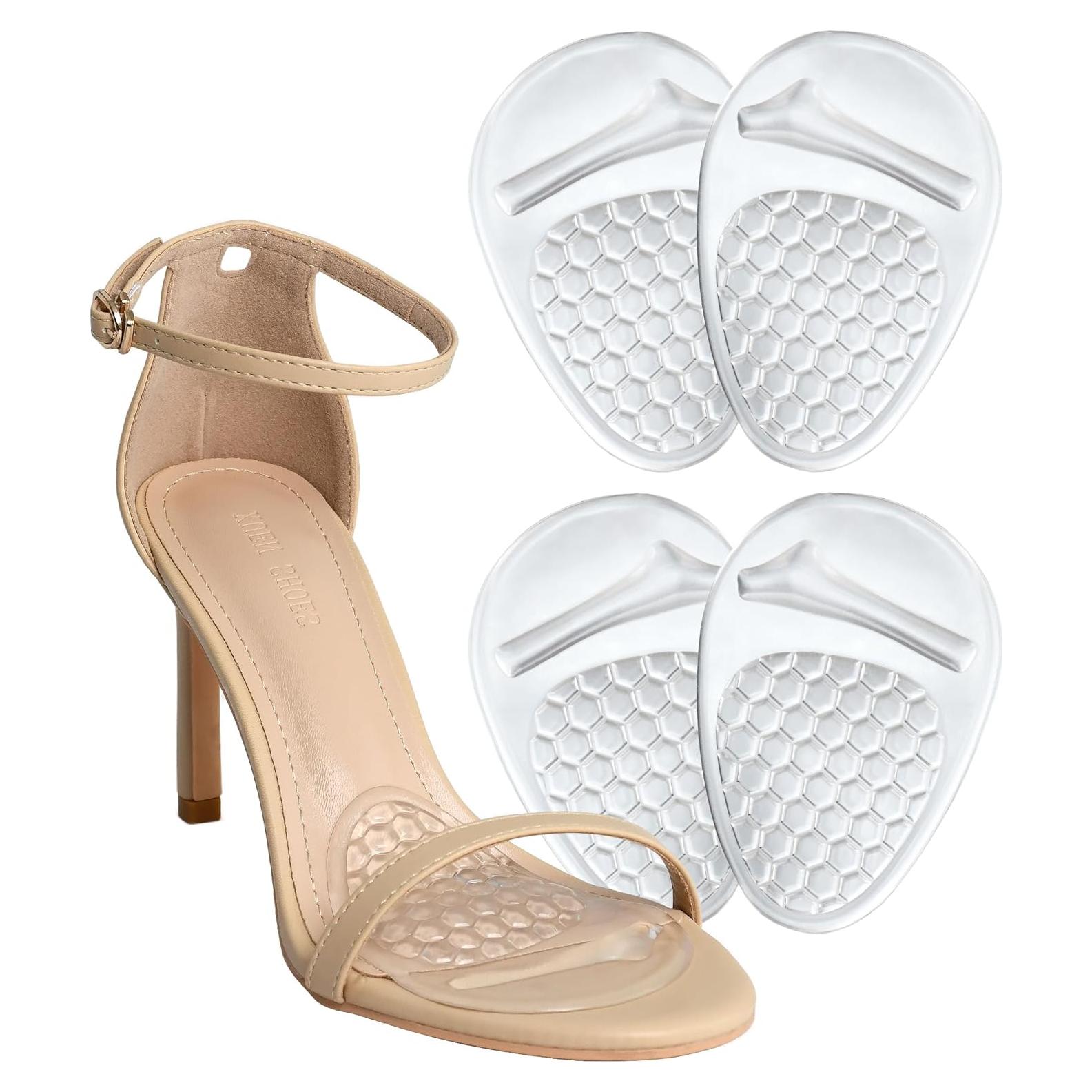 Almohadillas Metatarsales HiRui para Mujeres - 2 Pares Transparentes