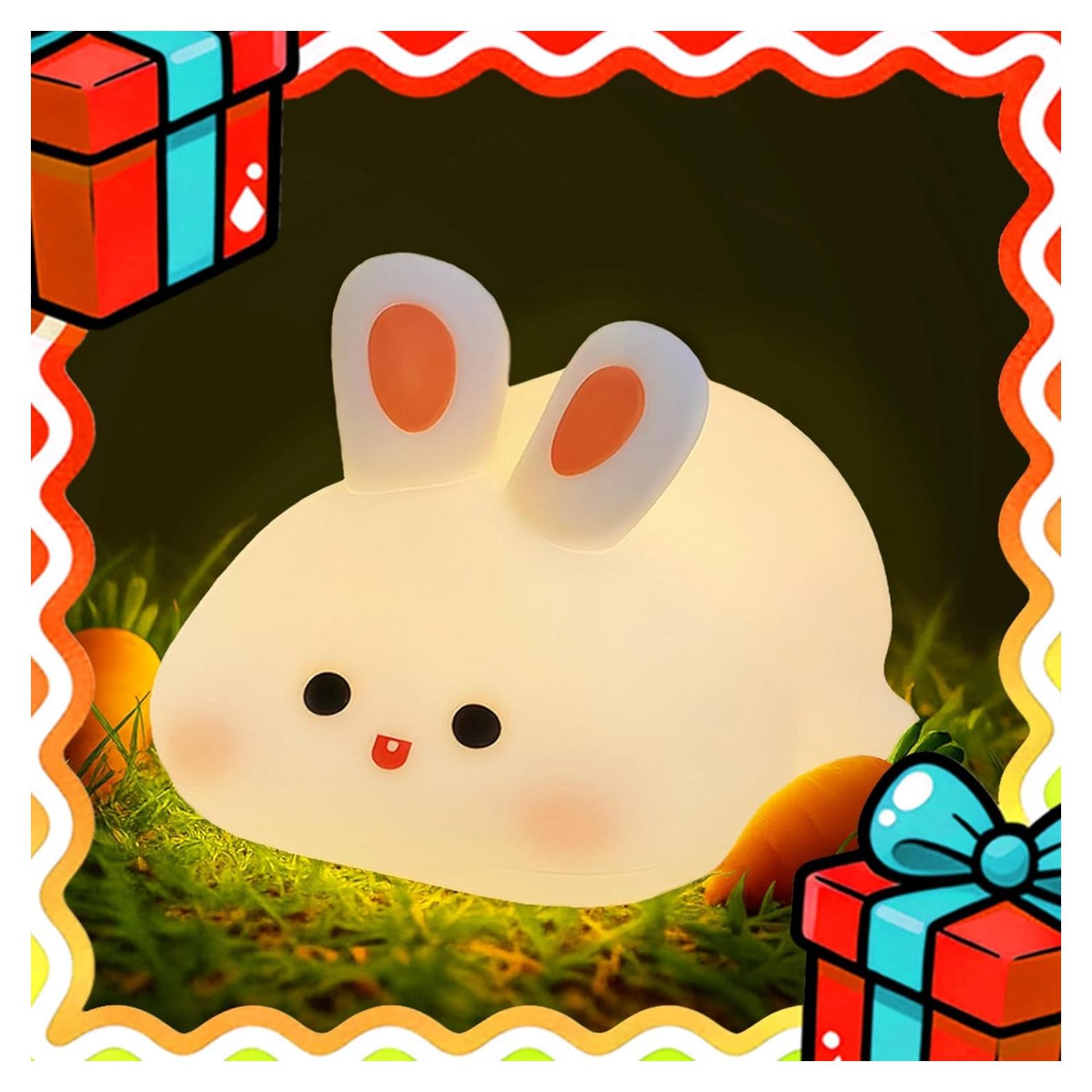 Lámpara de Noche Conejo Blanco ICOTOIBABIE Táctil 3 Brillos