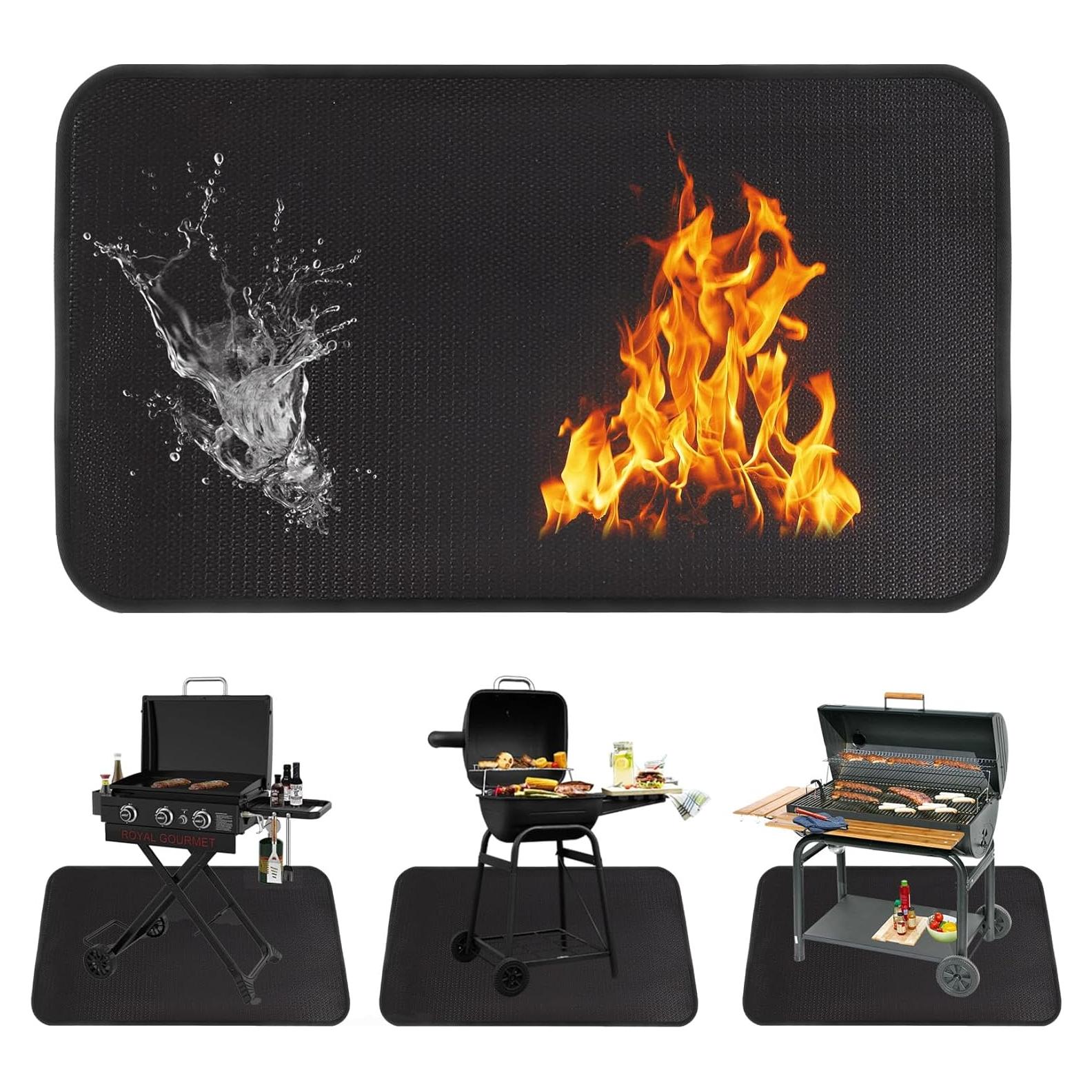 Alfombrilla Ignífuga para Parrilla Klmnop 60x110 cm Negra