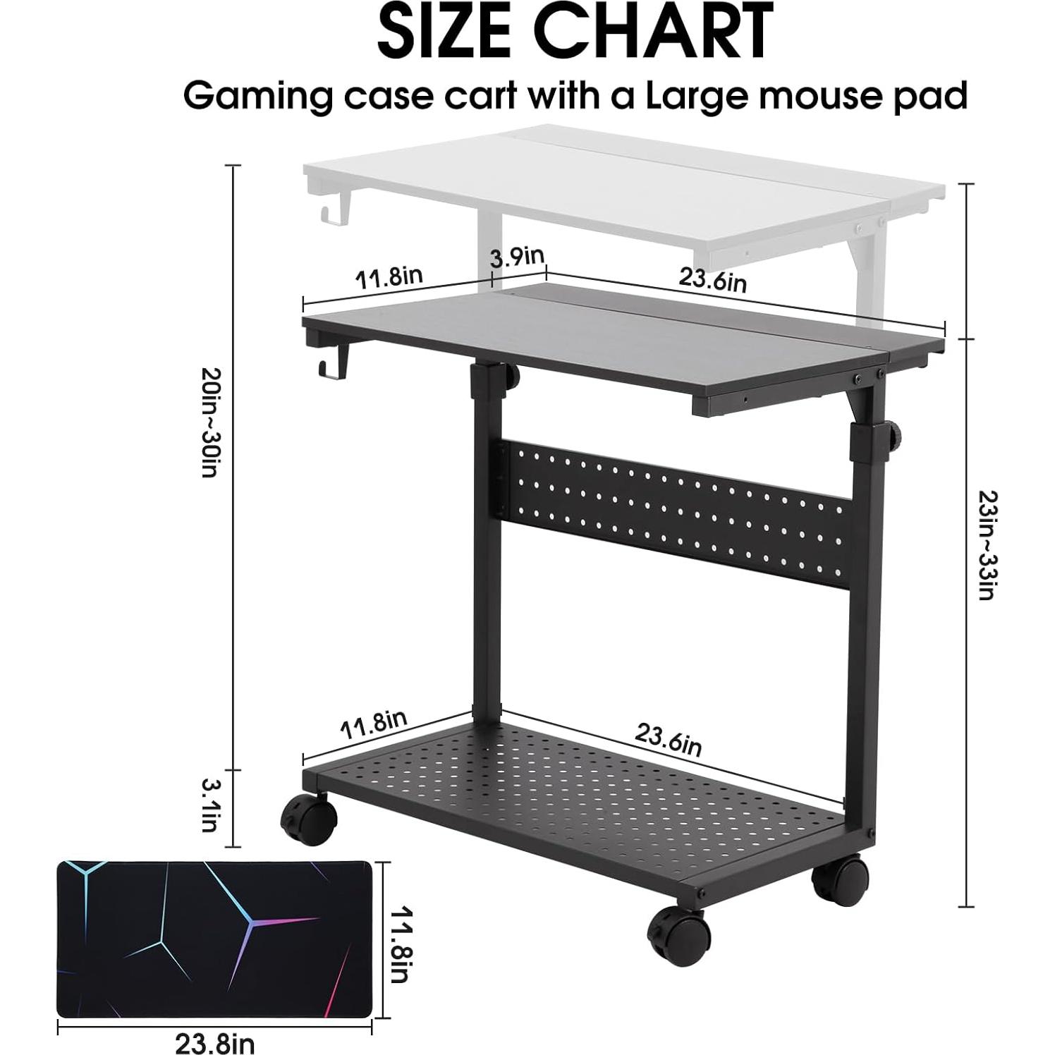 Soporte de Torre KEBE Ajustable 2 Niveles con Ruedas Negro