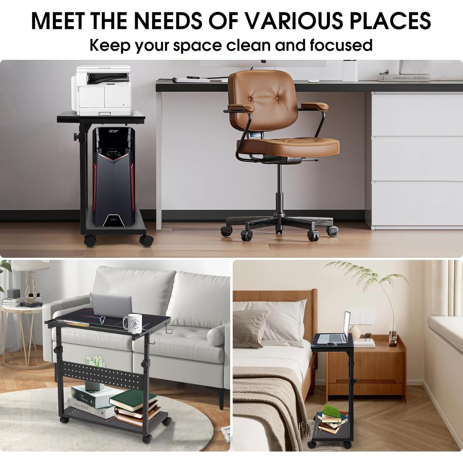 Soporte de Torre KEBE Ajustable 2 Niveles con Ruedas Negro