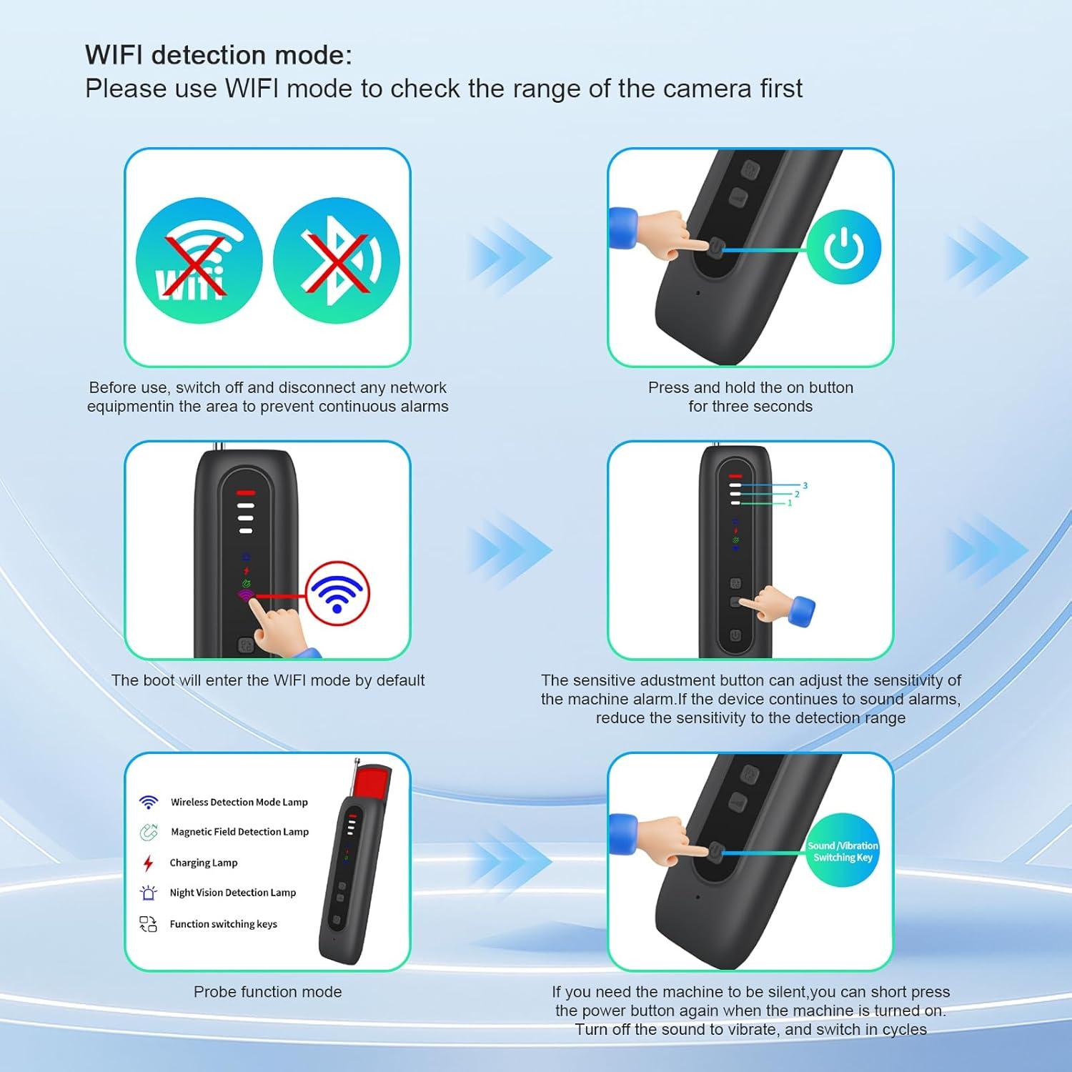 Detector de Cámara Oculta Aduzirun T07 - Sensibilidad Ajustable