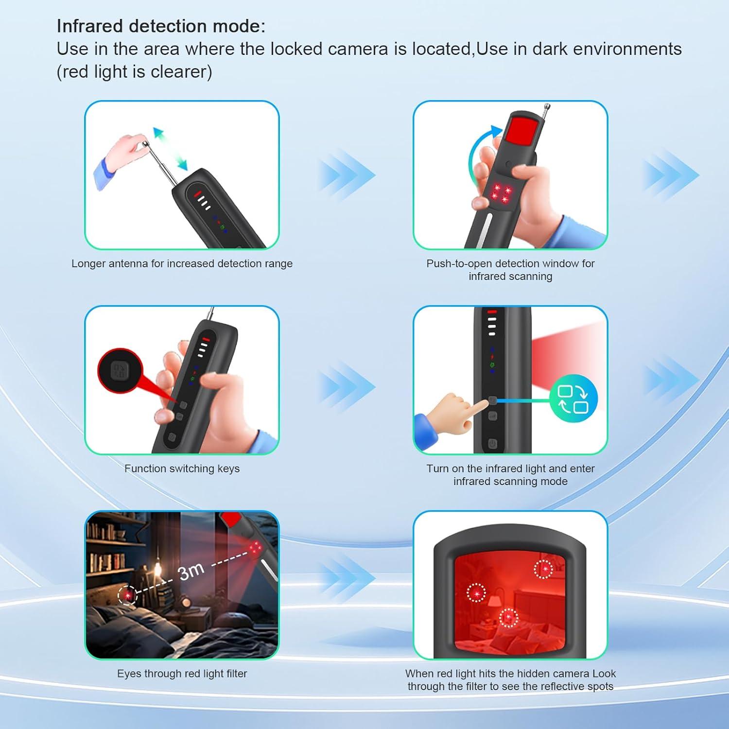 Detector de Cámara Oculta Aduzirun T07 - Sensibilidad Ajustable