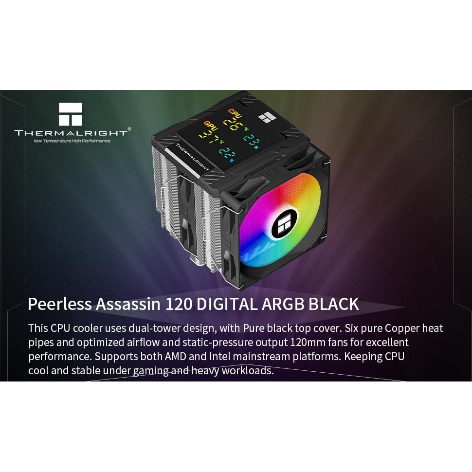 Enfriador de CPU Asesino Sin Par 120 Digital ARGB Negro 162mm