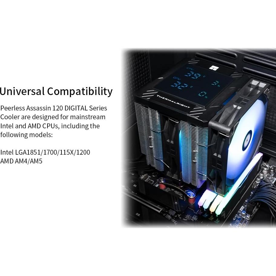 Enfriador de CPU Asesino Sin Par 120 Digital ARGB Negro 162mm