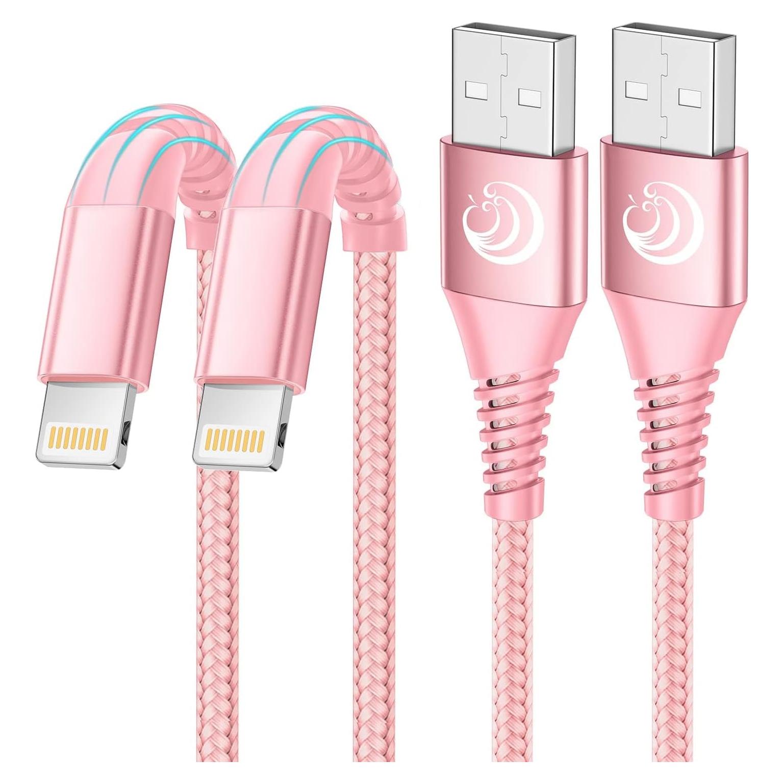 Cargador Aioneus 2Pack 6 pies USB a Lightning Rosa