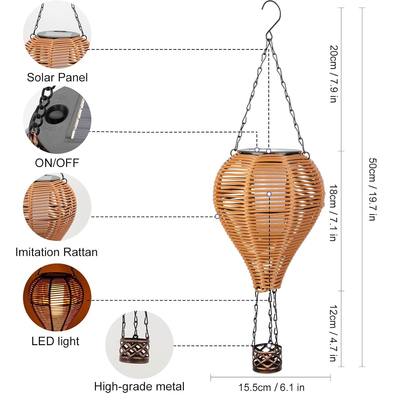 Linterna Solar Colgante Pearlstar Globo Aire Caliente 50cm