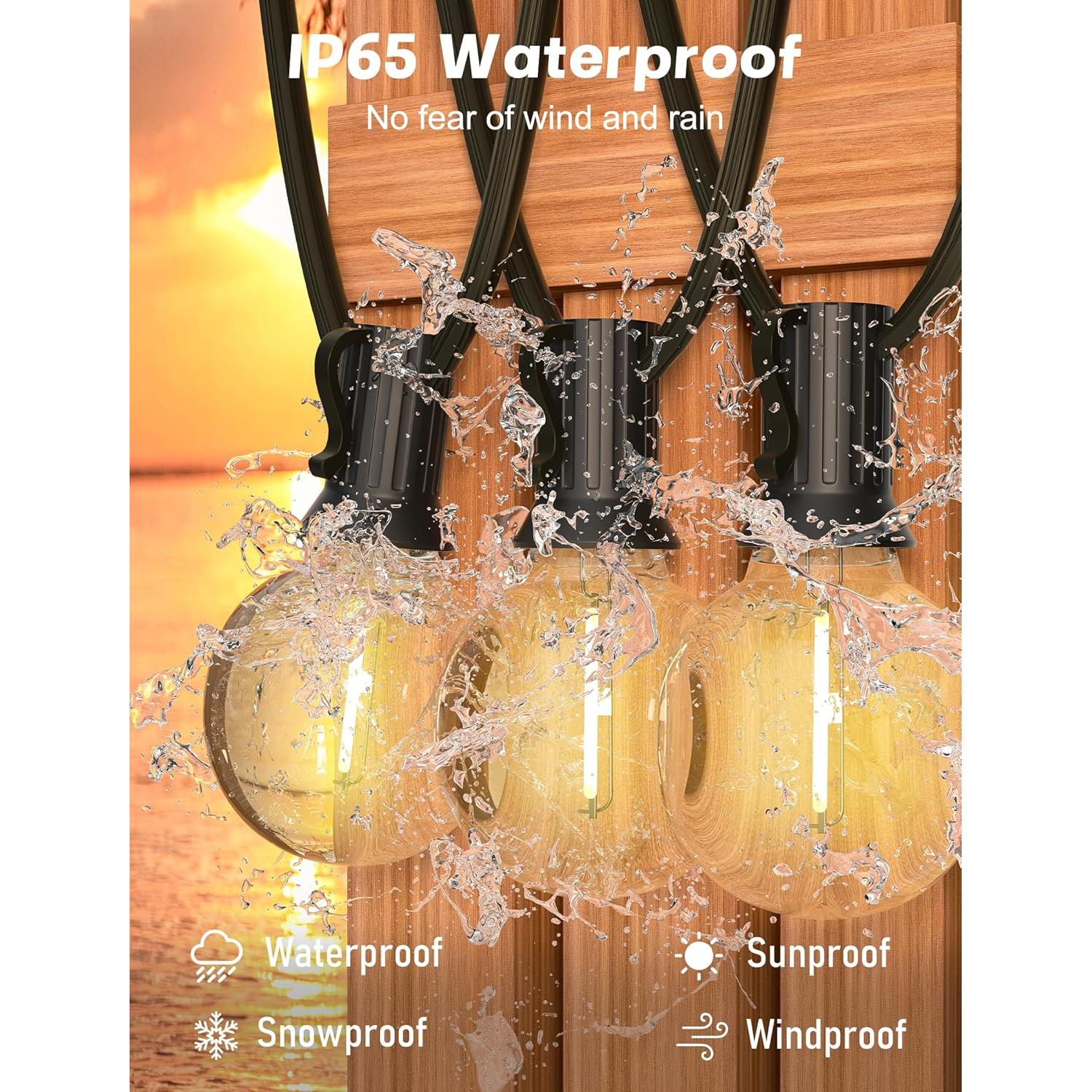 Luces de Cuerda LED G40 SUNSGNE 7.62m 25 Bombillas E12