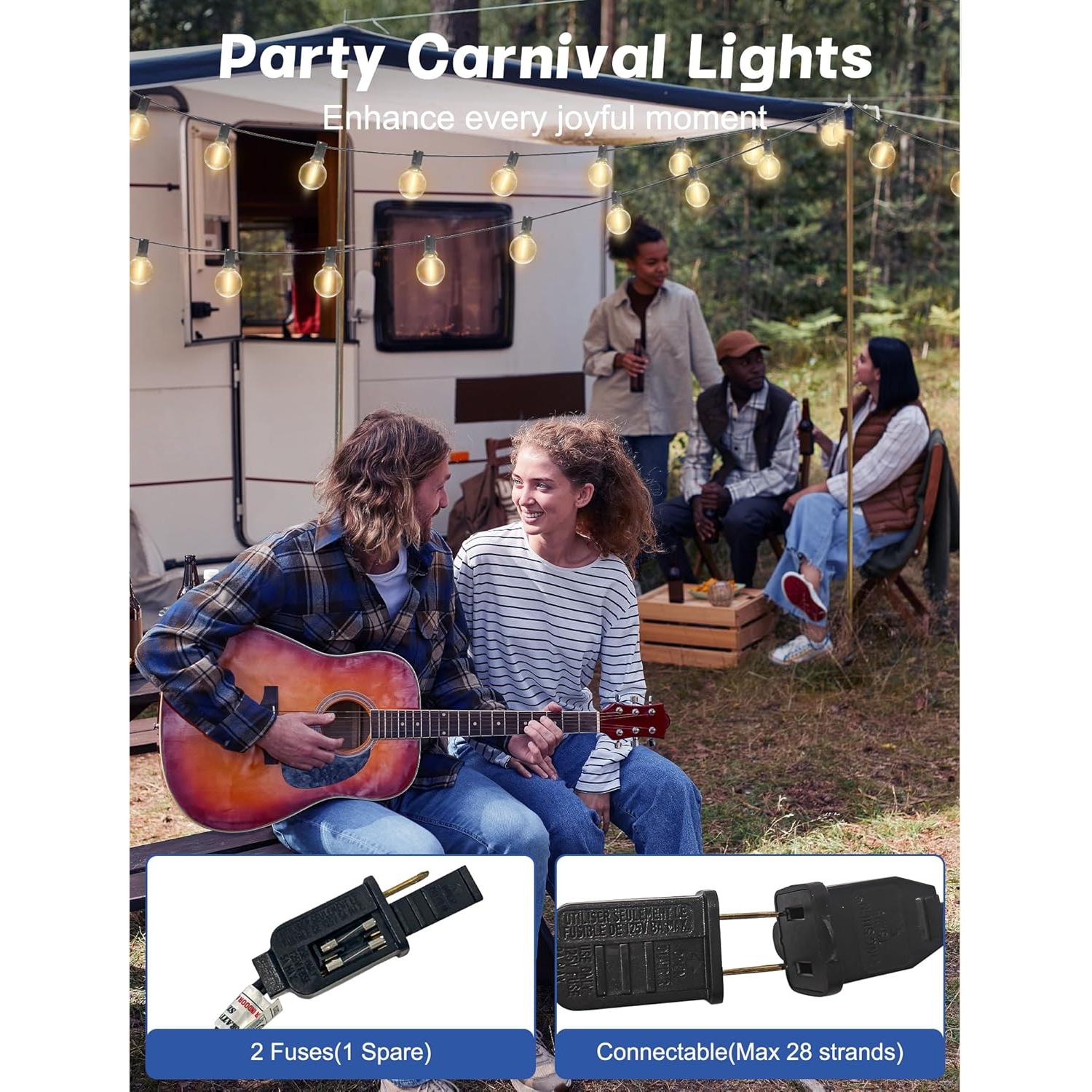 Luces de Cuerda LED G40 SUNSGNE 7.62m 25 Bombillas E12