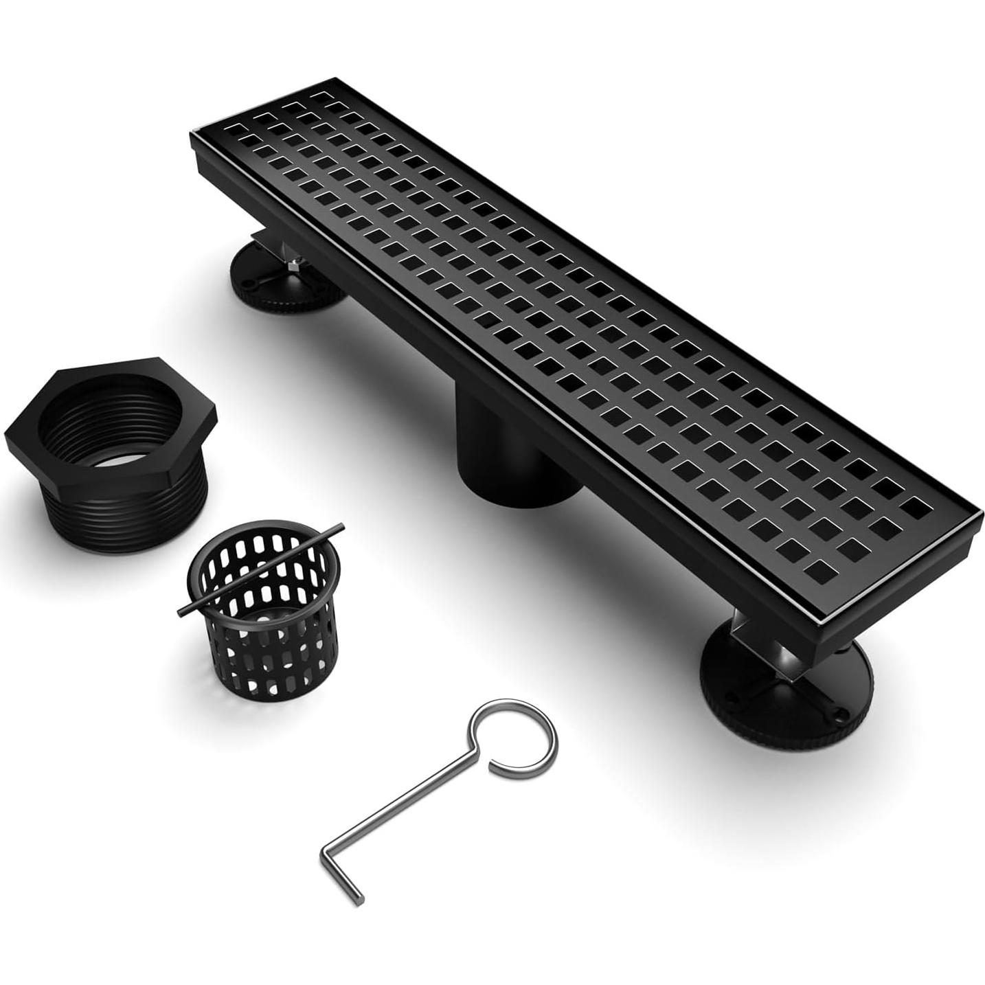 Desagüe de Ducha Lineal BARONAGE 30.48 cm Acero Inoxidable Negro Mate