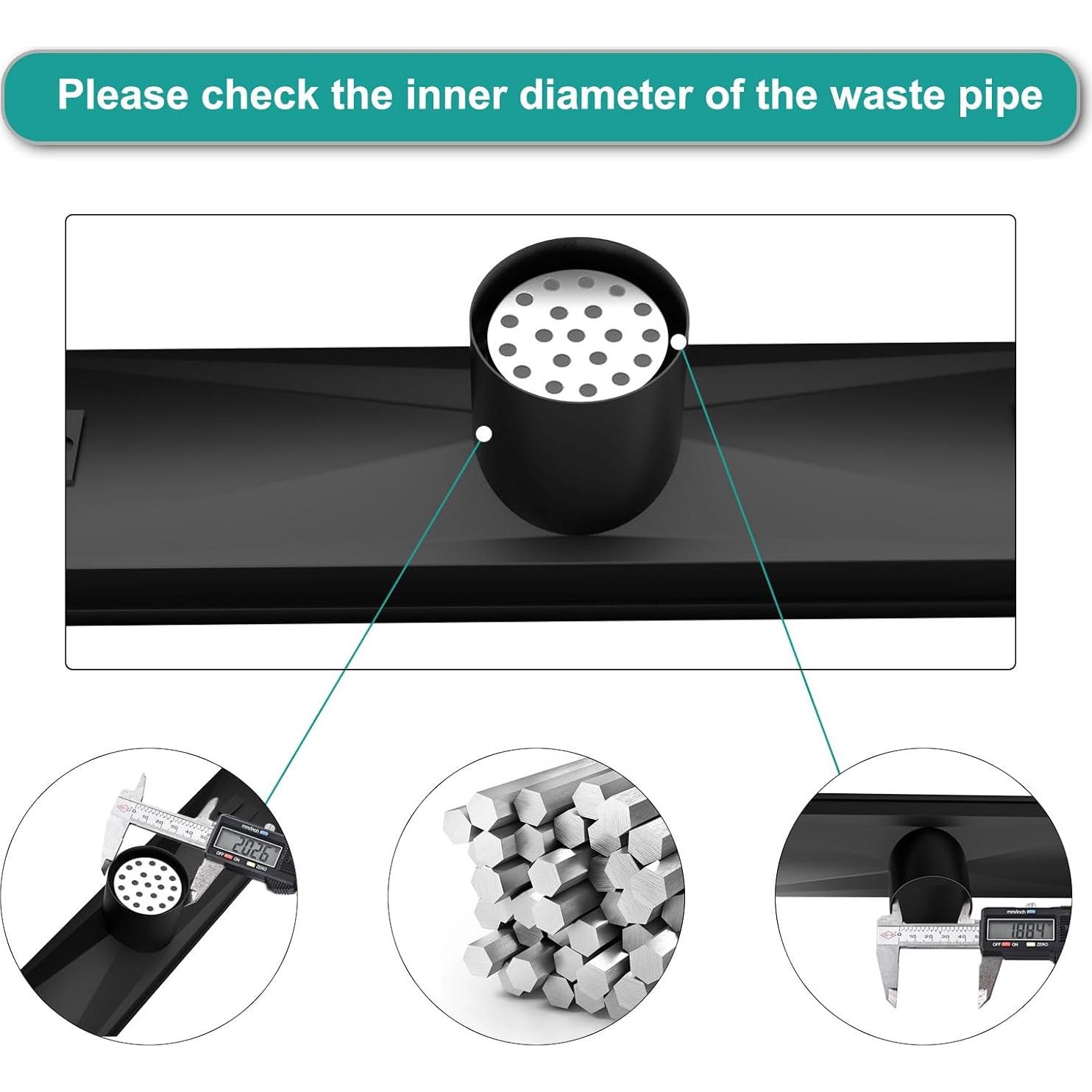 Desagüe de Ducha Lineal BARONAGE 30.48 cm Acero Inoxidable Negro Mate