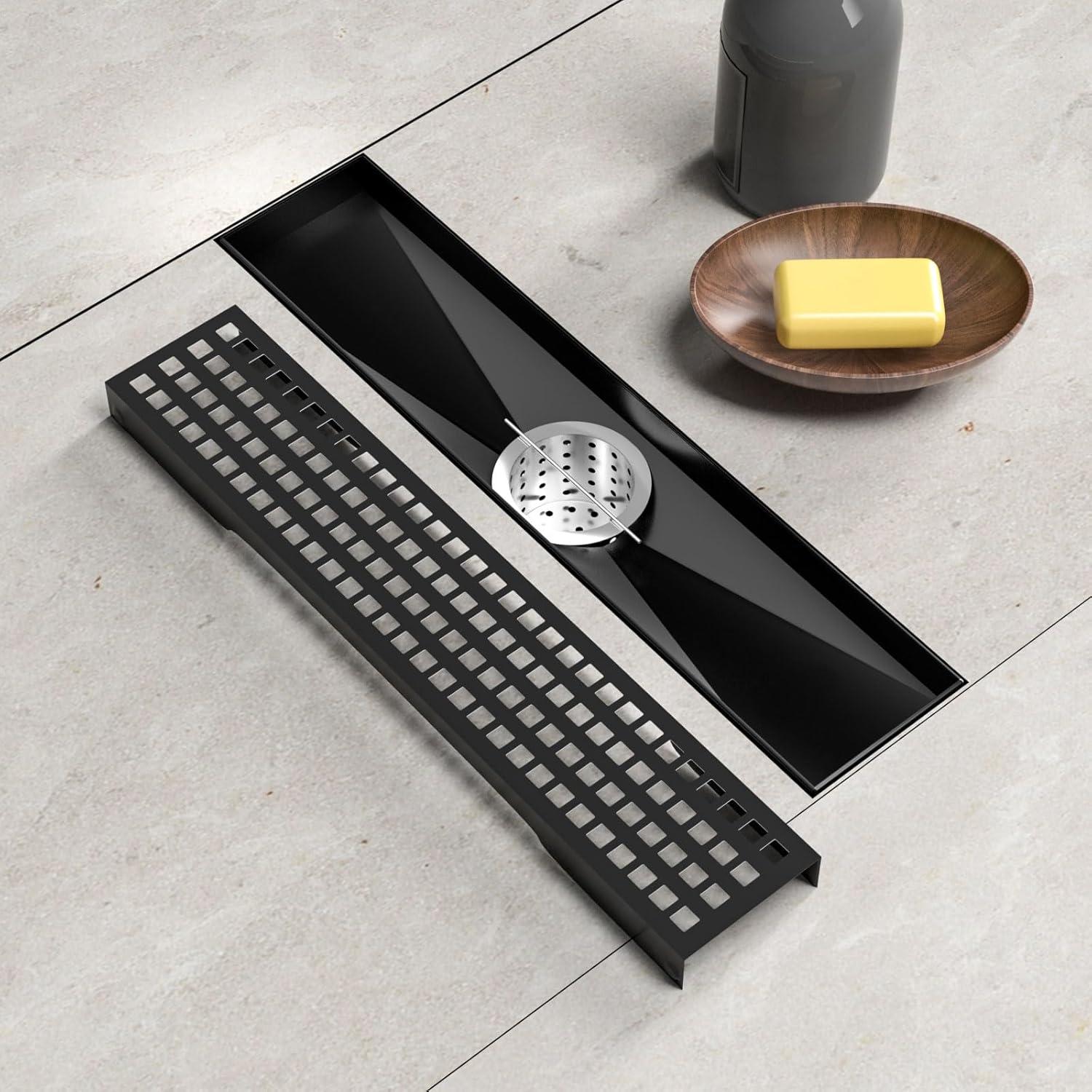 Desagüe de Ducha Lineal BARONAGE 30.48 cm Acero Inoxidable Negro Mate