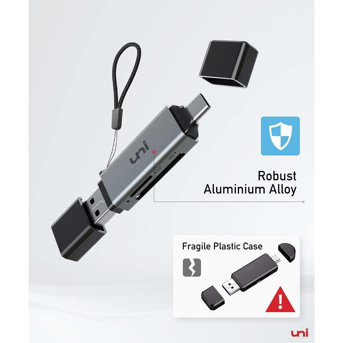 Lector de Tarjeta SD uni USB C y Micro SD 2 en 1 Alta Velocidad