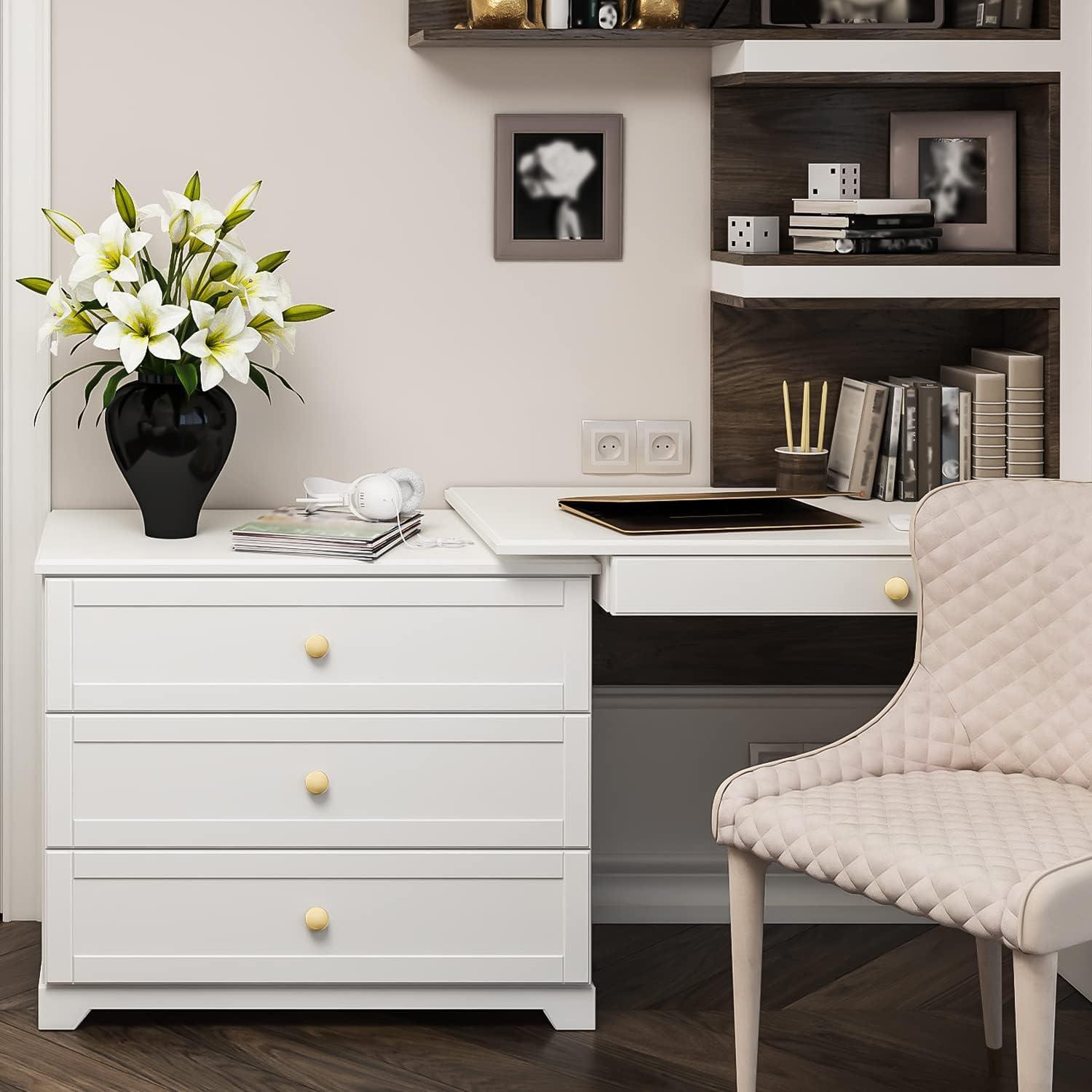 Ravinte 30 Pack Solid Knobs Kitchen Cabinet Round Pulls Dresser Handles Gold Cupboard Hardware Brushed Brass Door Drawer Knobs