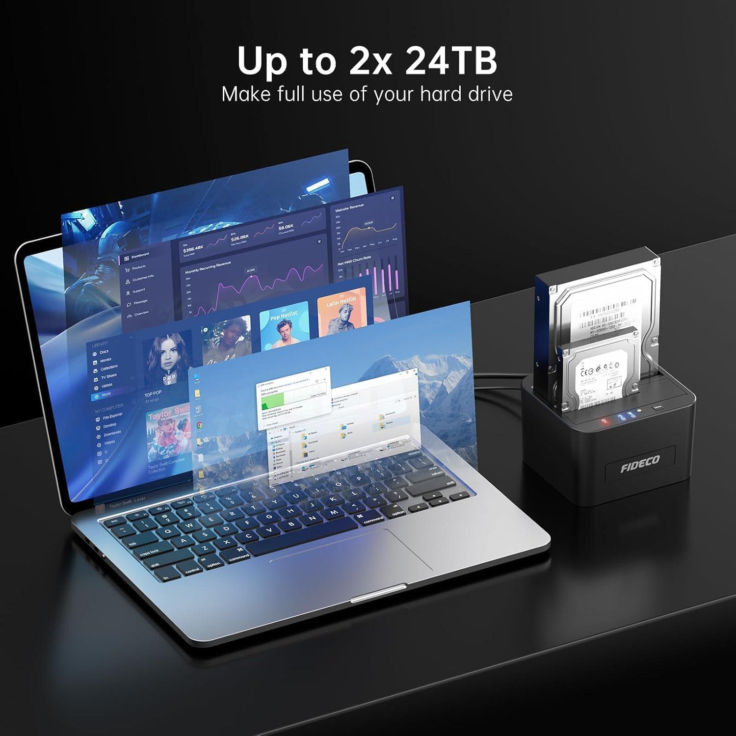 Estación de Acoplamiento HDD FIDECO USB 3.0 Doble Bahía 2.5/3.5"