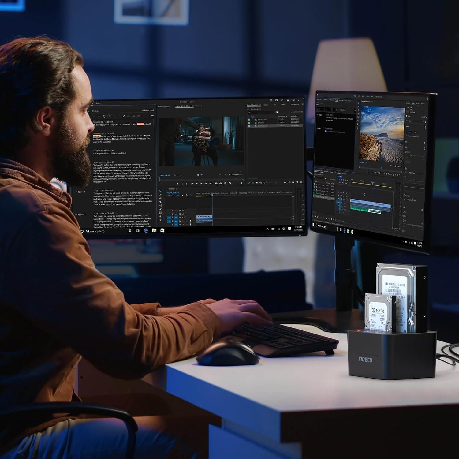 Estación de Acoplamiento HDD FIDECO USB 3.0 Doble Bahía 2.5/3.5"