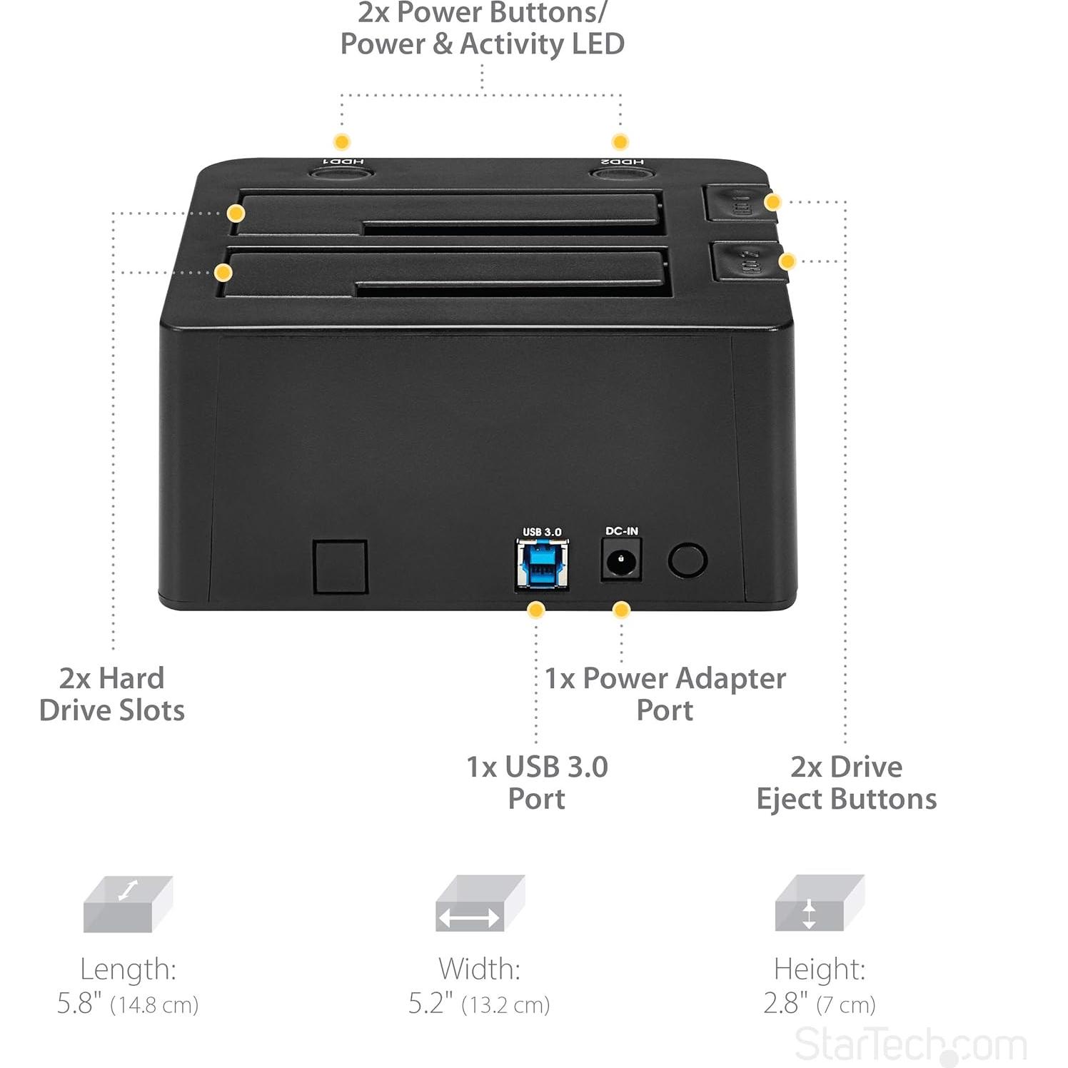 Dock de Disco Duro USB 3.0 StarTech SDOCK2U33 Doble Bahía 2.5/3.5"