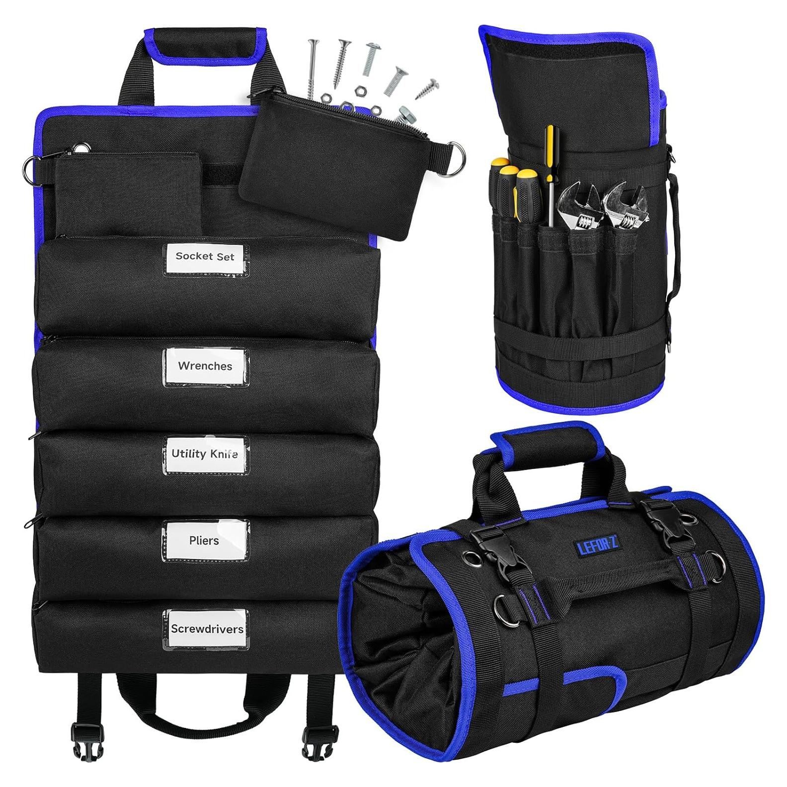 Bolsa de Herramientas Enrollable LEFOR·Z 13 Bolsillos Negra/Azul