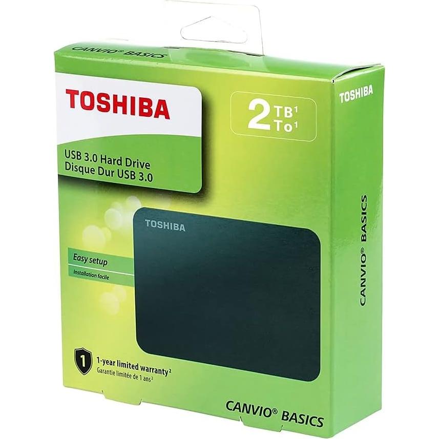 Disco Duro Externo Portátil Toshiba Canvio Basics 2TB USB 3.0 Negro
