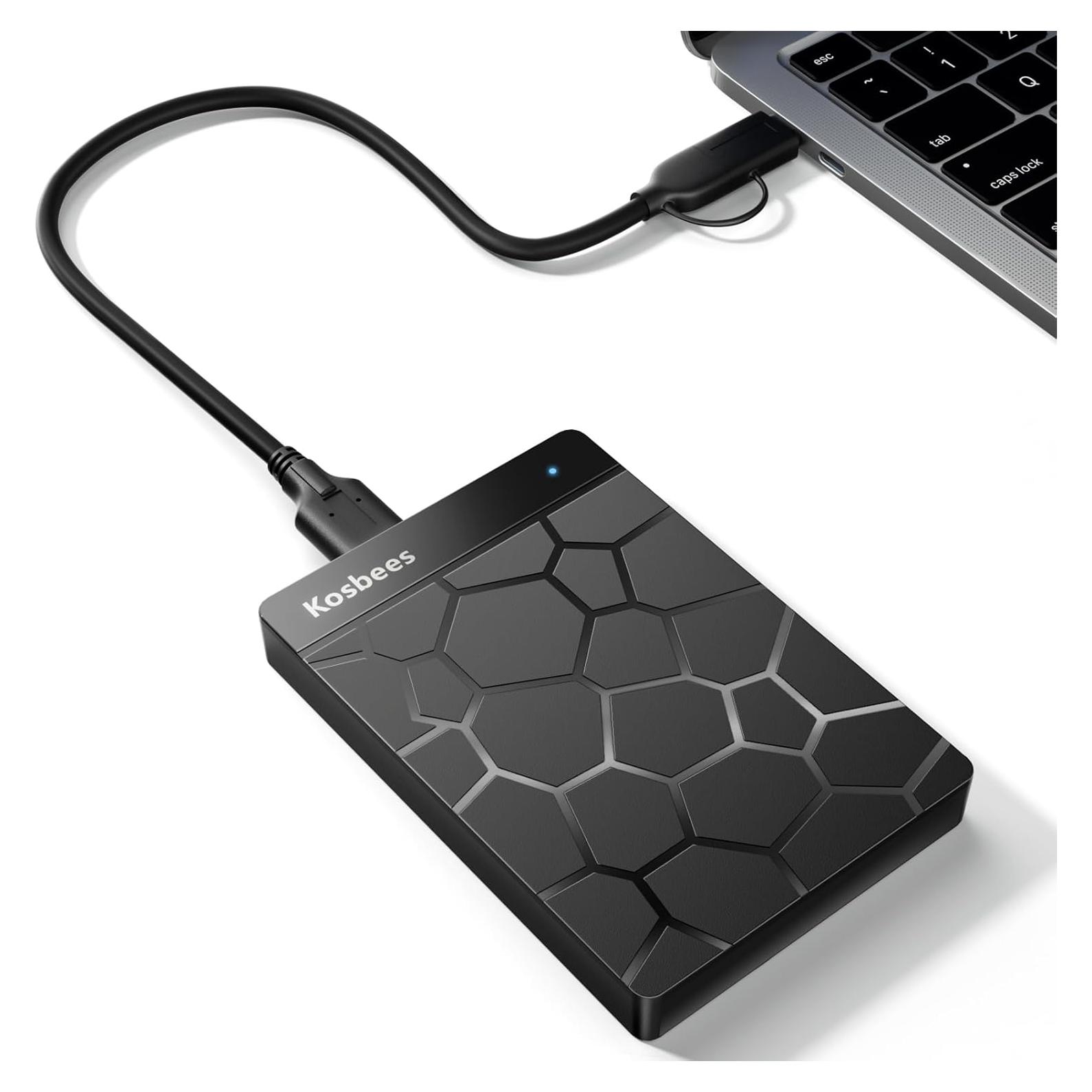 Disco Duro Externo Kosbees 500GB USB 3.0 Portátil Negro