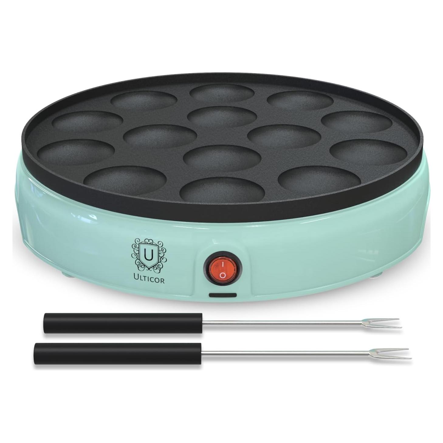 Sartén Eléctrica ULTICOR para Mini Pancakes 14 Huecos Antiadherente