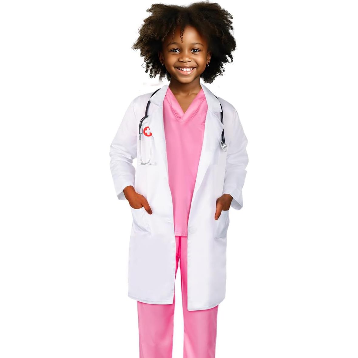 Disfraz de Doctor Meland para Niñas 5-6 Años con Bata y Estetoscopio