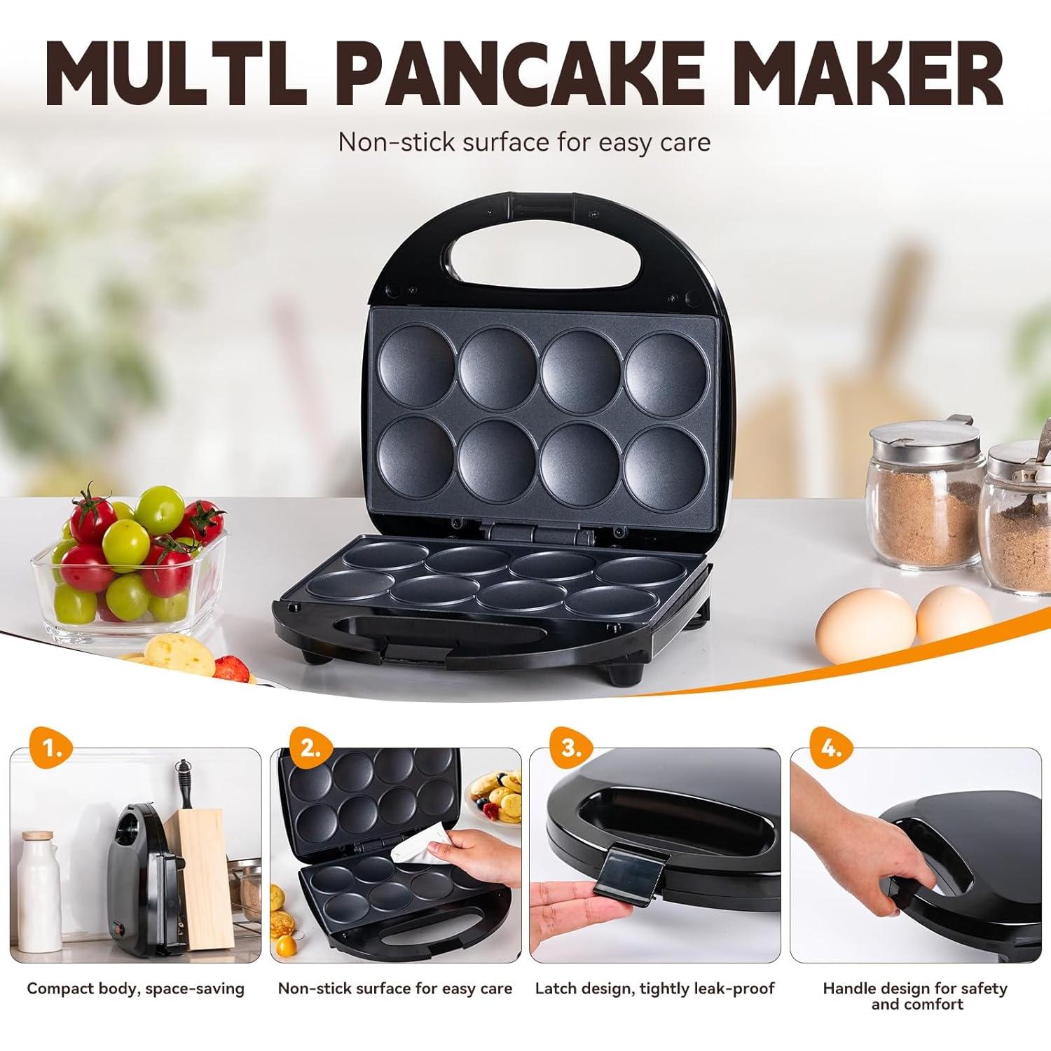 Mini Máquina de Pancakes SISYPHE 750W Antiadherente 8 Pcs