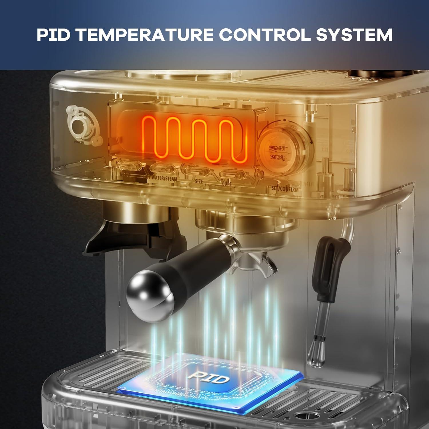 Máquina de Espresso GarveeHome 1350W con Molinillo y Espumador 2.3L