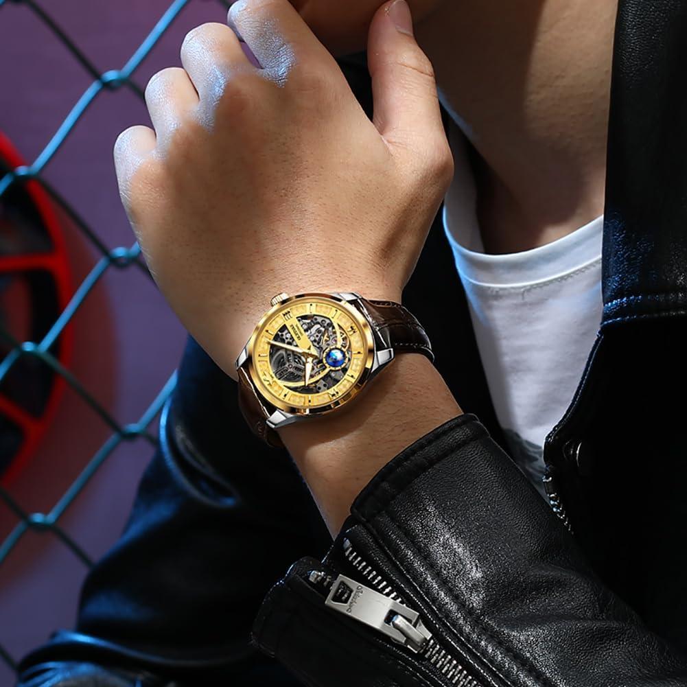 Reloj Automático Esqueleto OUPINKE para Hombres 50M Impermeable