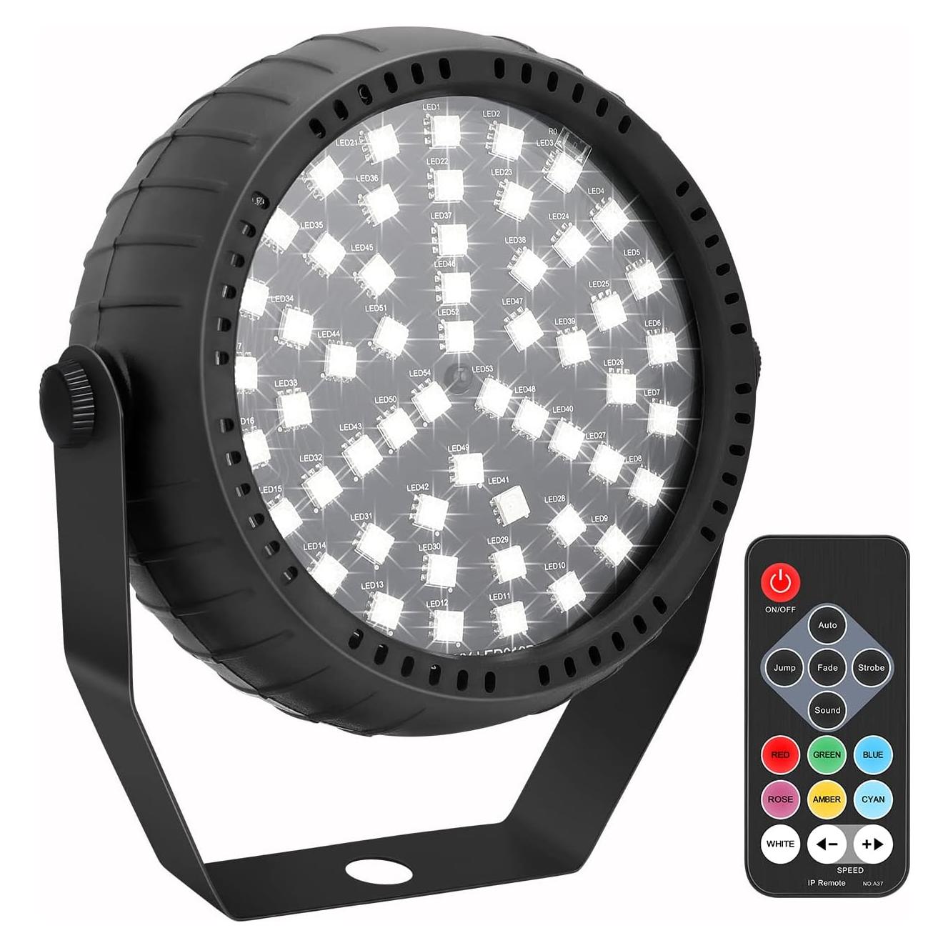 Luz Estroboscópica Telbum 54 LEDs RGB Control Remoto 15cm