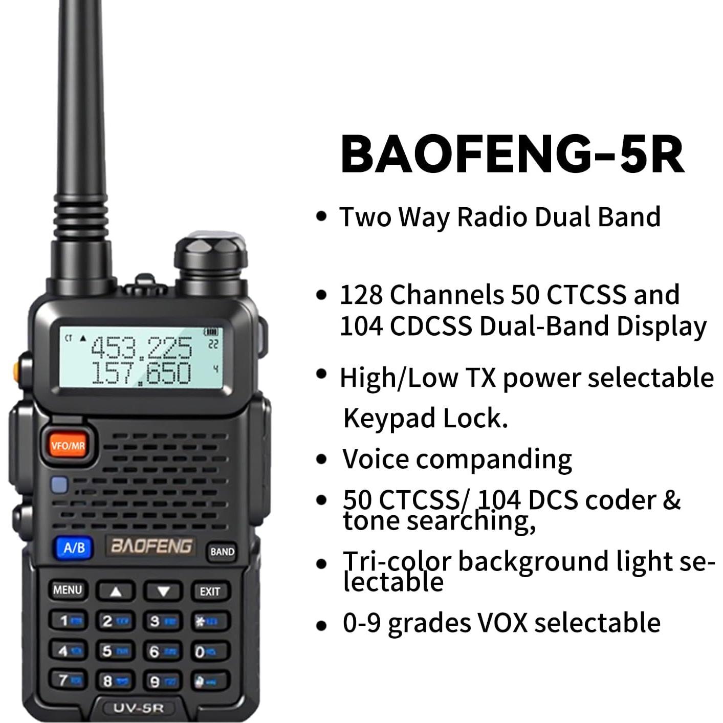 Radio Bidireccional Baofeng UV-5R Inalámbrica Bluetooth 128 Canales