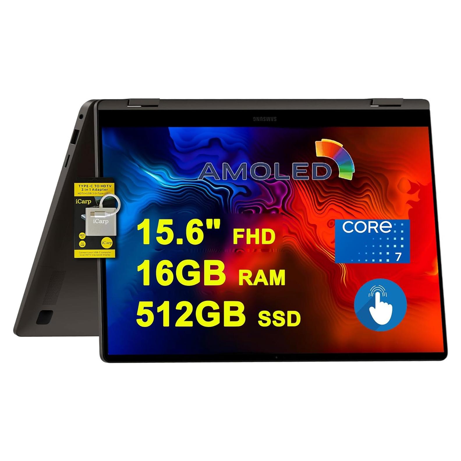 Laptop 2-en-1 Samsung Galaxy Book4 360 15.6" FHD Intel i7 16GB 512GB