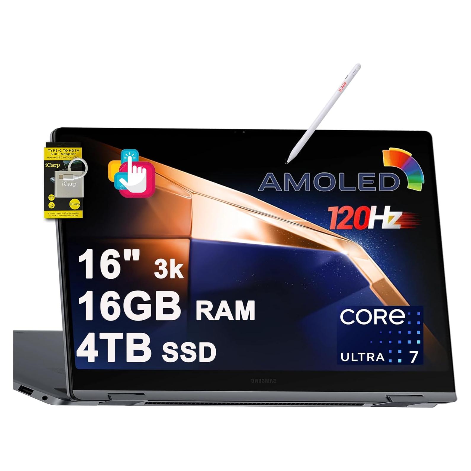 Laptop SAMSUNG Galaxy Book4 Pro 360 16" 2880x1800 AMOLED 16GB RAM 4TB SSD