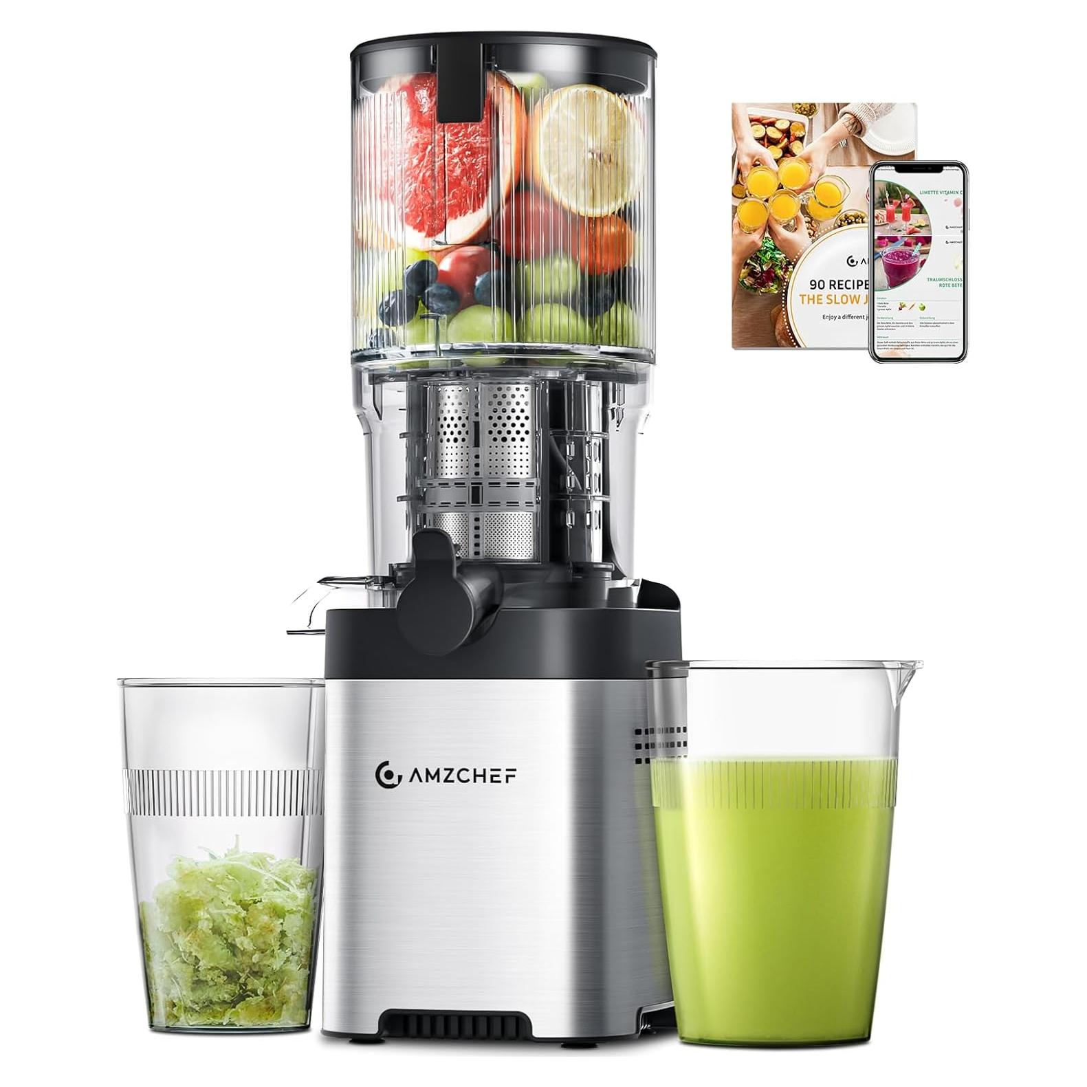 Extractor de Jugo AMZCHEF ZM1902B, Acero Inoxidable, 200W