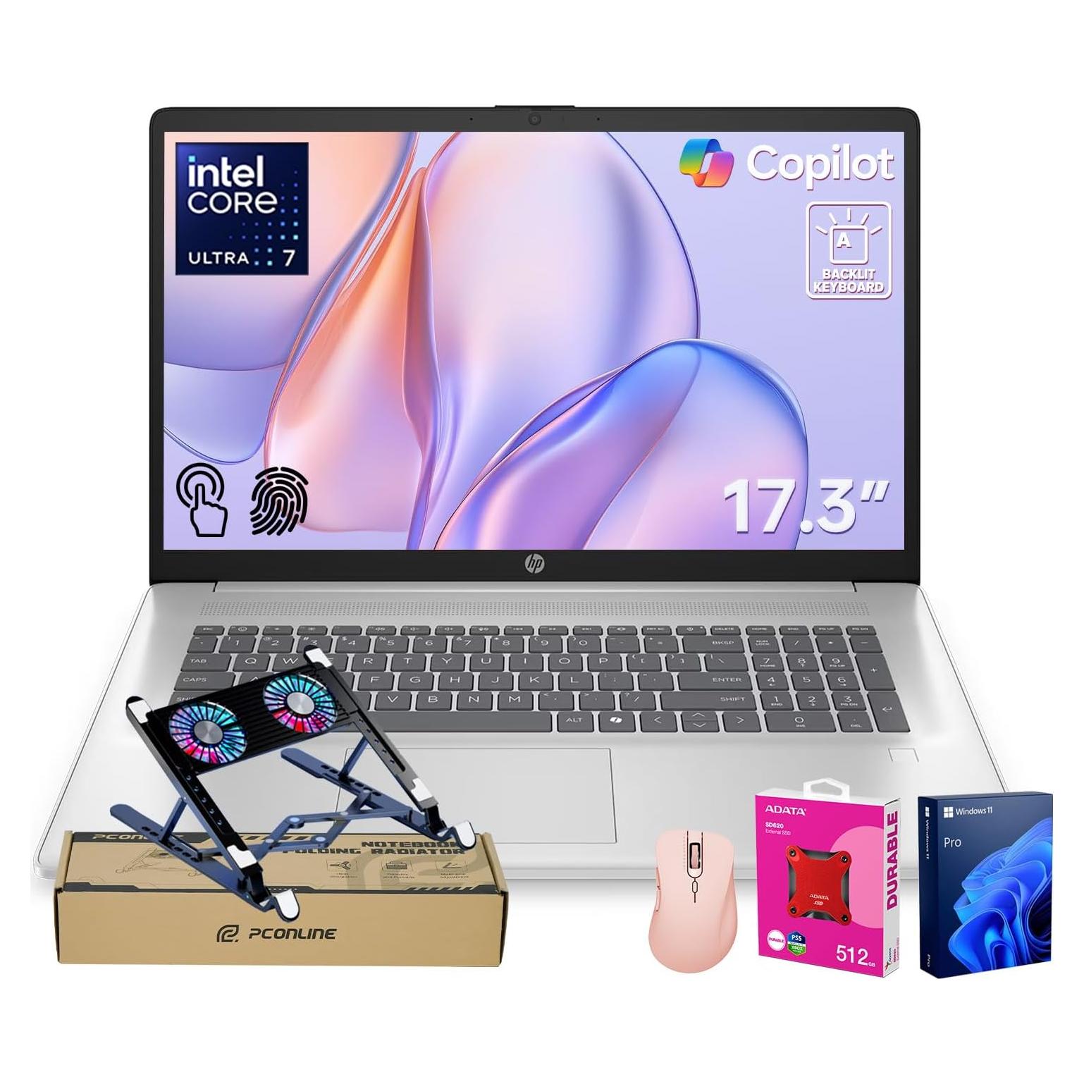 Laptop HP Pro AI 17.3" Táctil, Intel Ultra 7, 64GB RAM, 2TB SSD