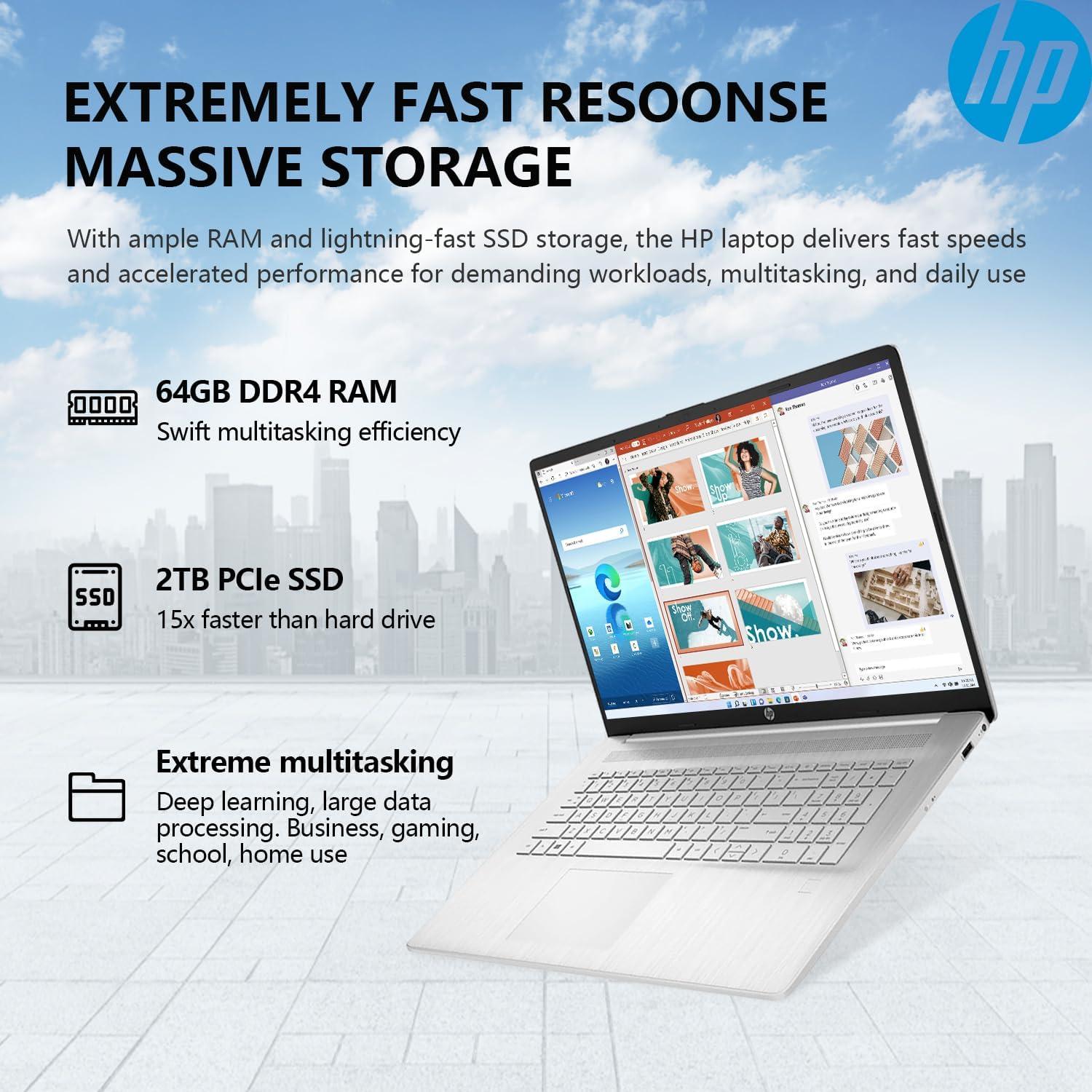 Laptop HP Essential 17.3" Táctil Intel i7 64GB RAM 2TB SSD