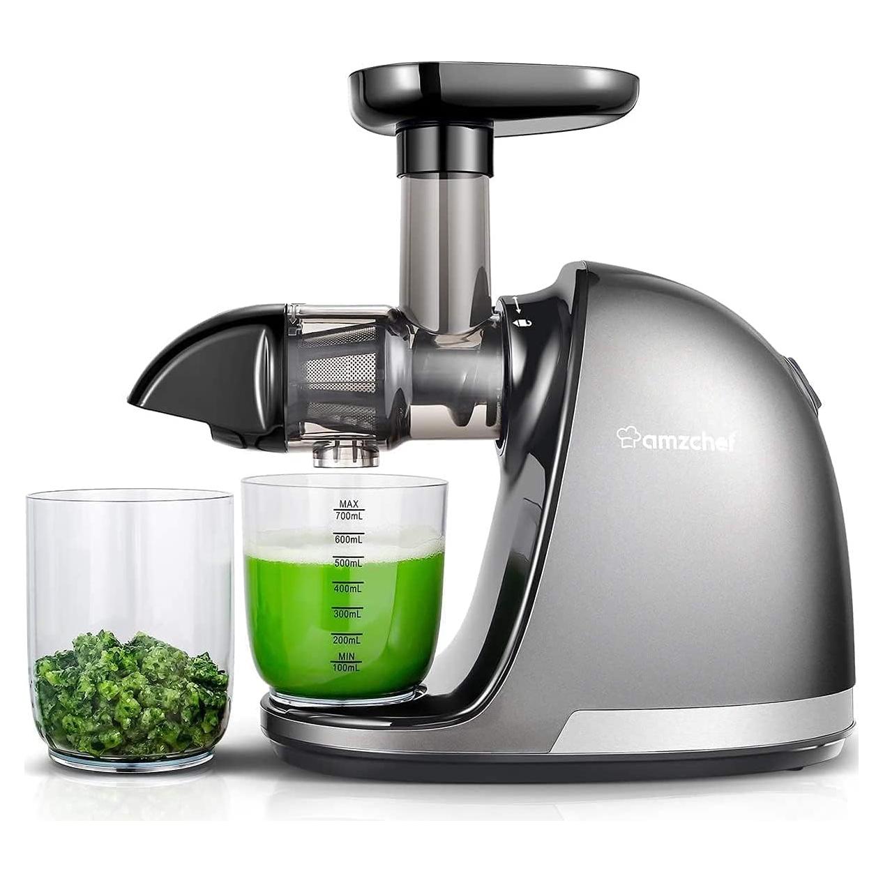 Exprimidor Masticador AMZCHEF ZM1501 Gris 150W Fácil Limpieza