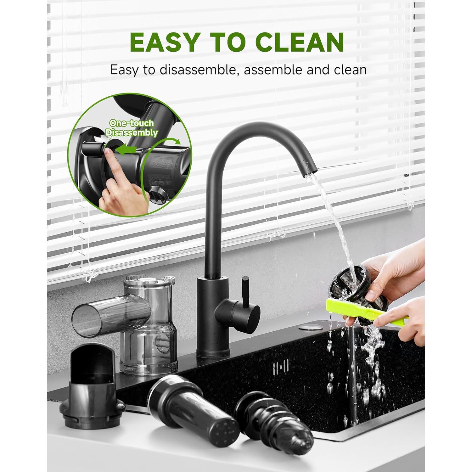 Exprimidor Masticador AMZCHEF ZM1501 Gris 150W Fácil Limpieza