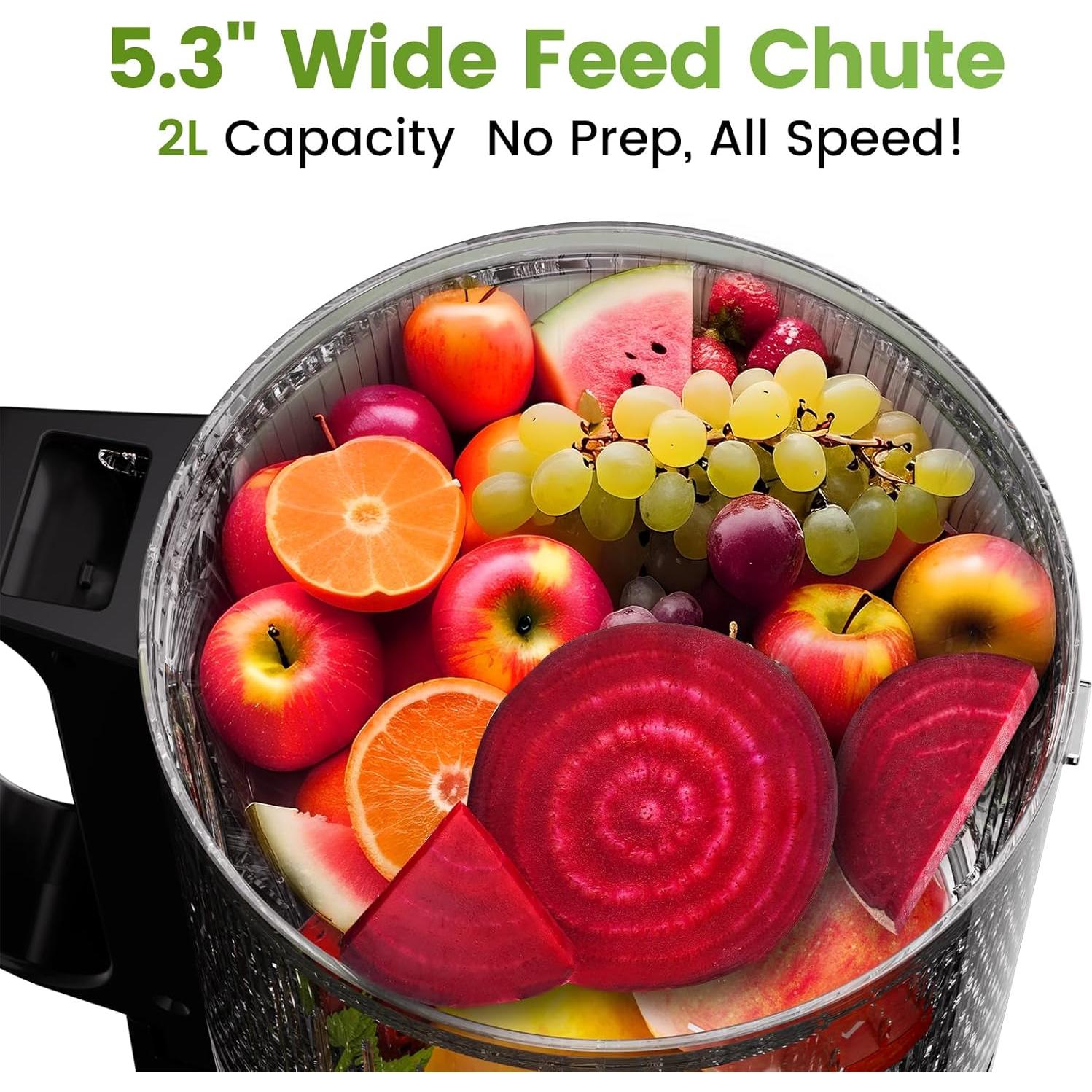 Exprimidor Masticador Lento IUIPI 300W 2L Negro Fácil Limpieza