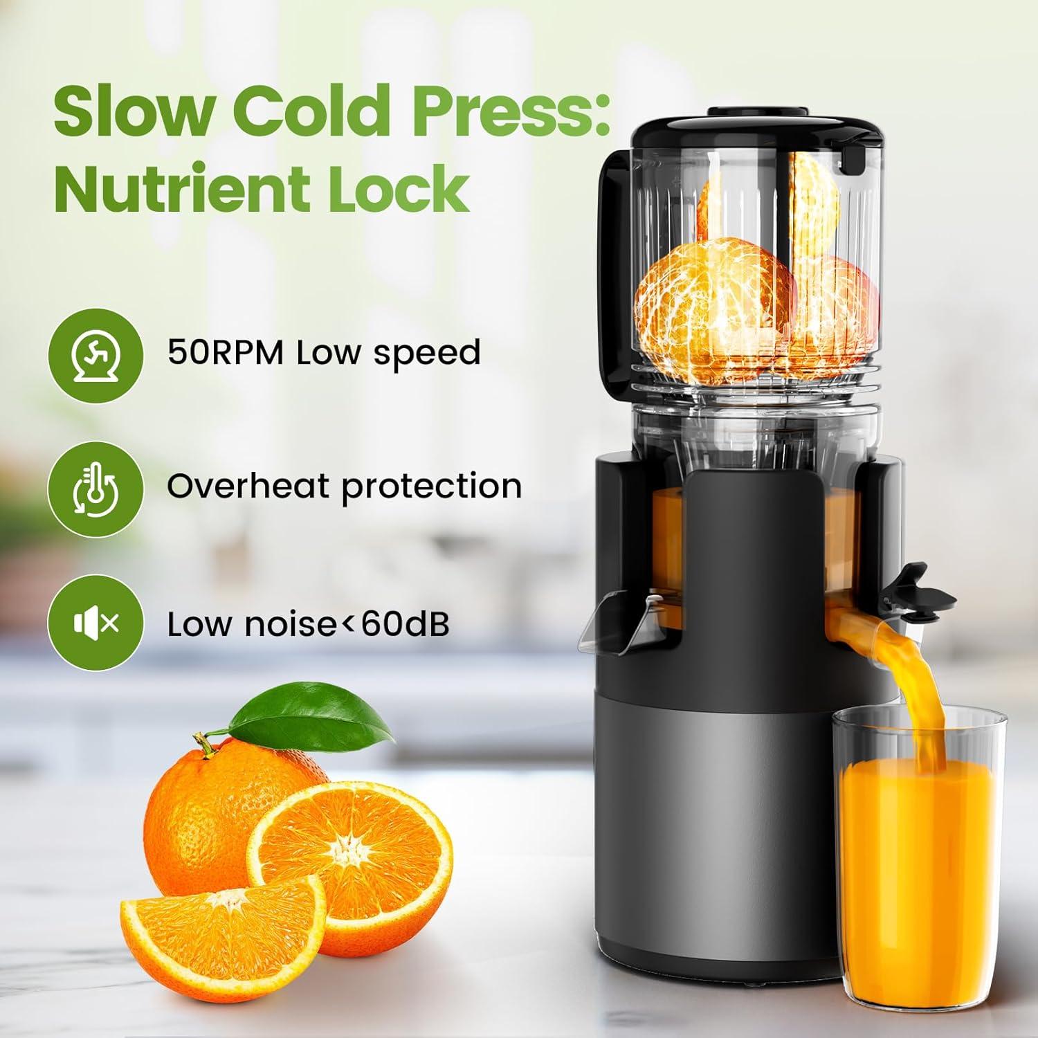 Exprimidor Masticador Lento IUIPI 300W 2L Negro Fácil Limpieza