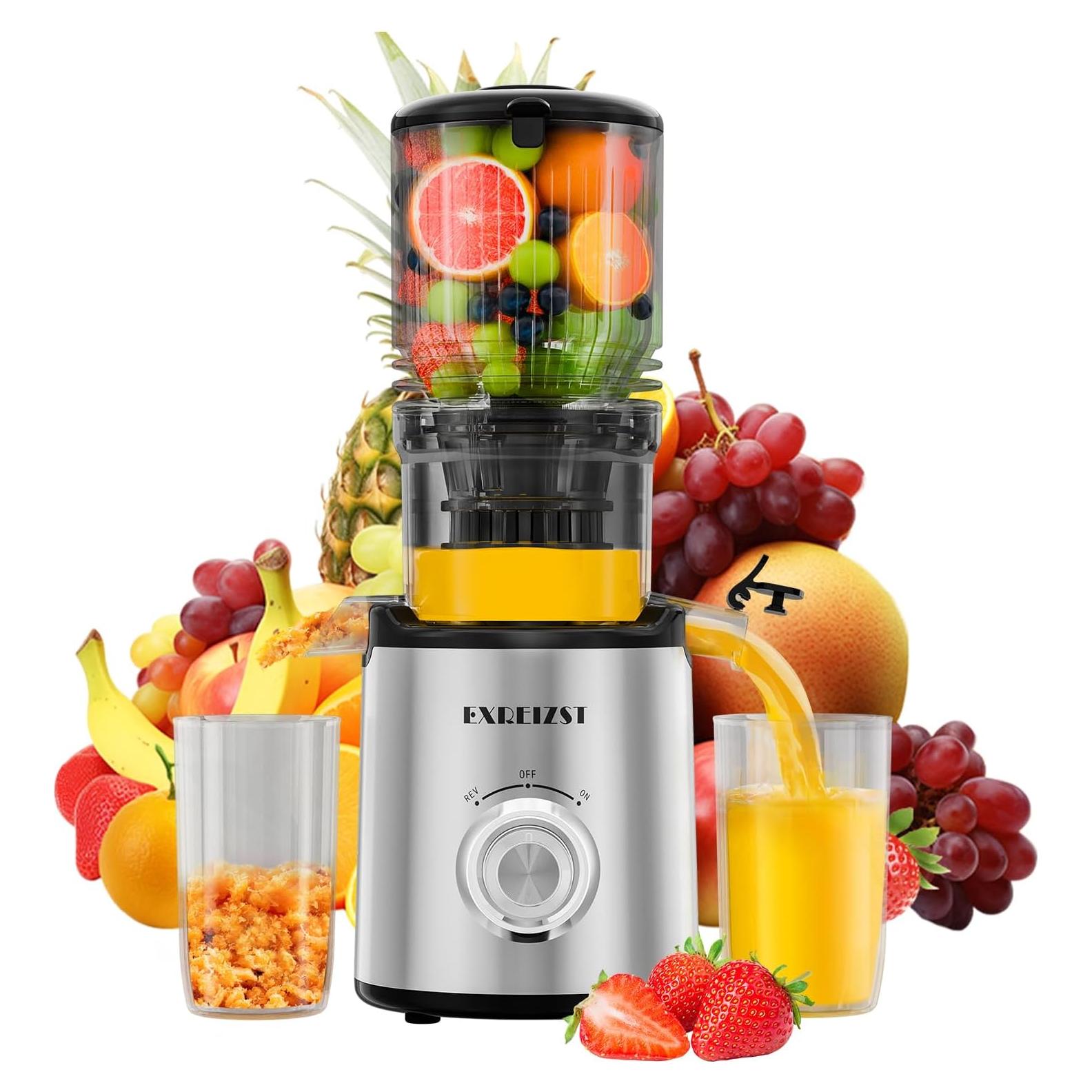 Exprimidor Lento EXREIZST 300W Prensa Fría 5.3" Saludable