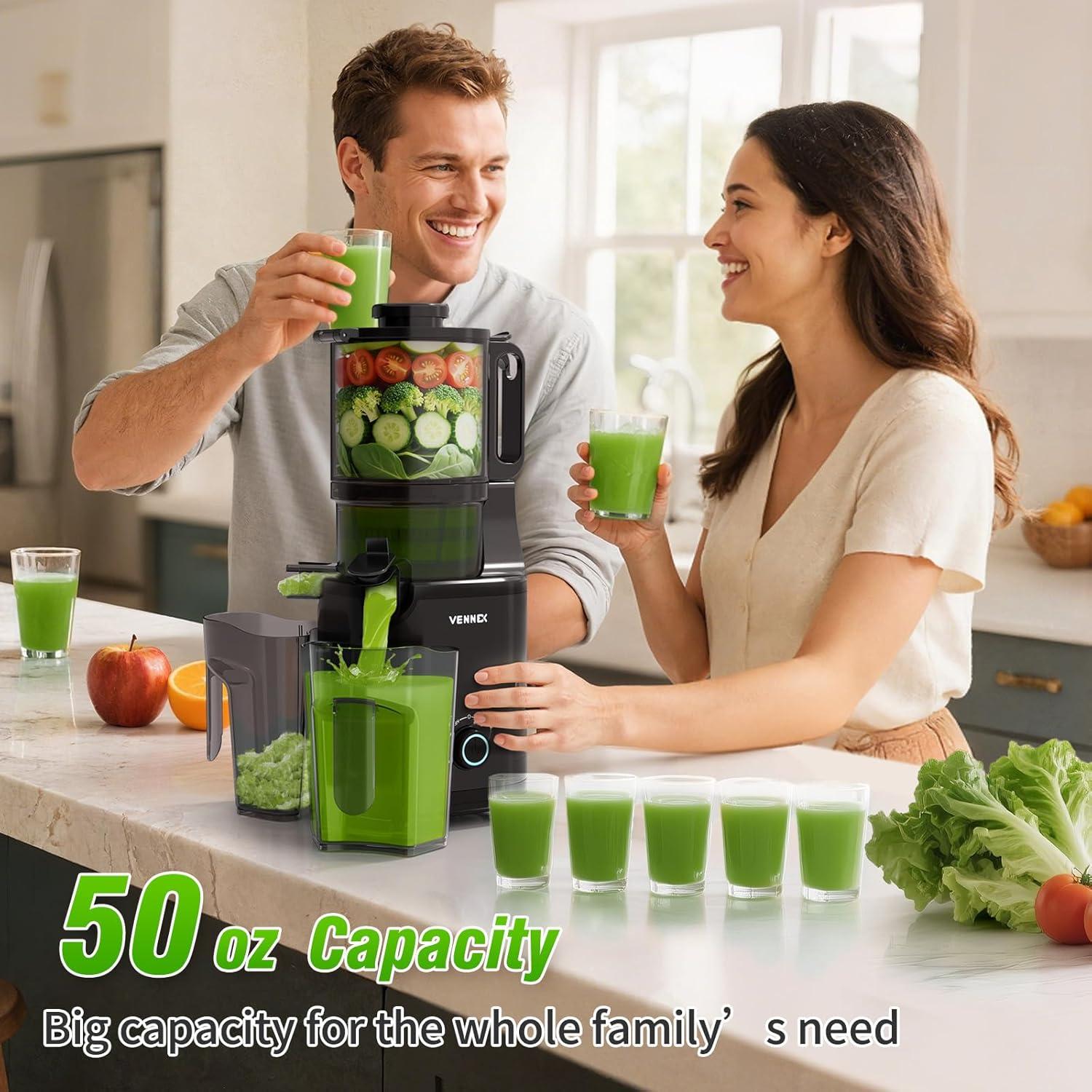 Exprimidor de Prensa en Frío VENNEX 50 oz Negro Doble Tornillo