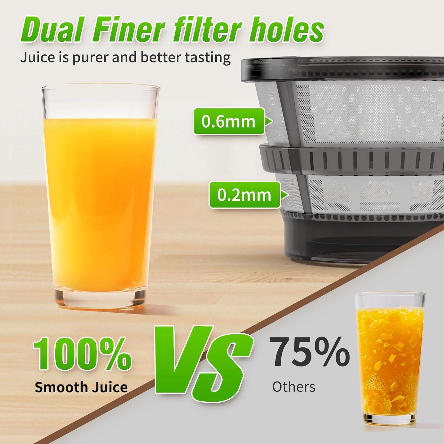 Exprimidor de Prensa en Frío VENNEX 50 oz Negro Doble Tornillo