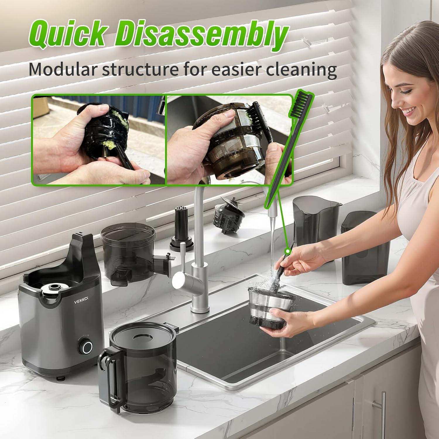 Exprimidor de Prensa en Frío VENNEX 50 oz Negro Doble Tornillo