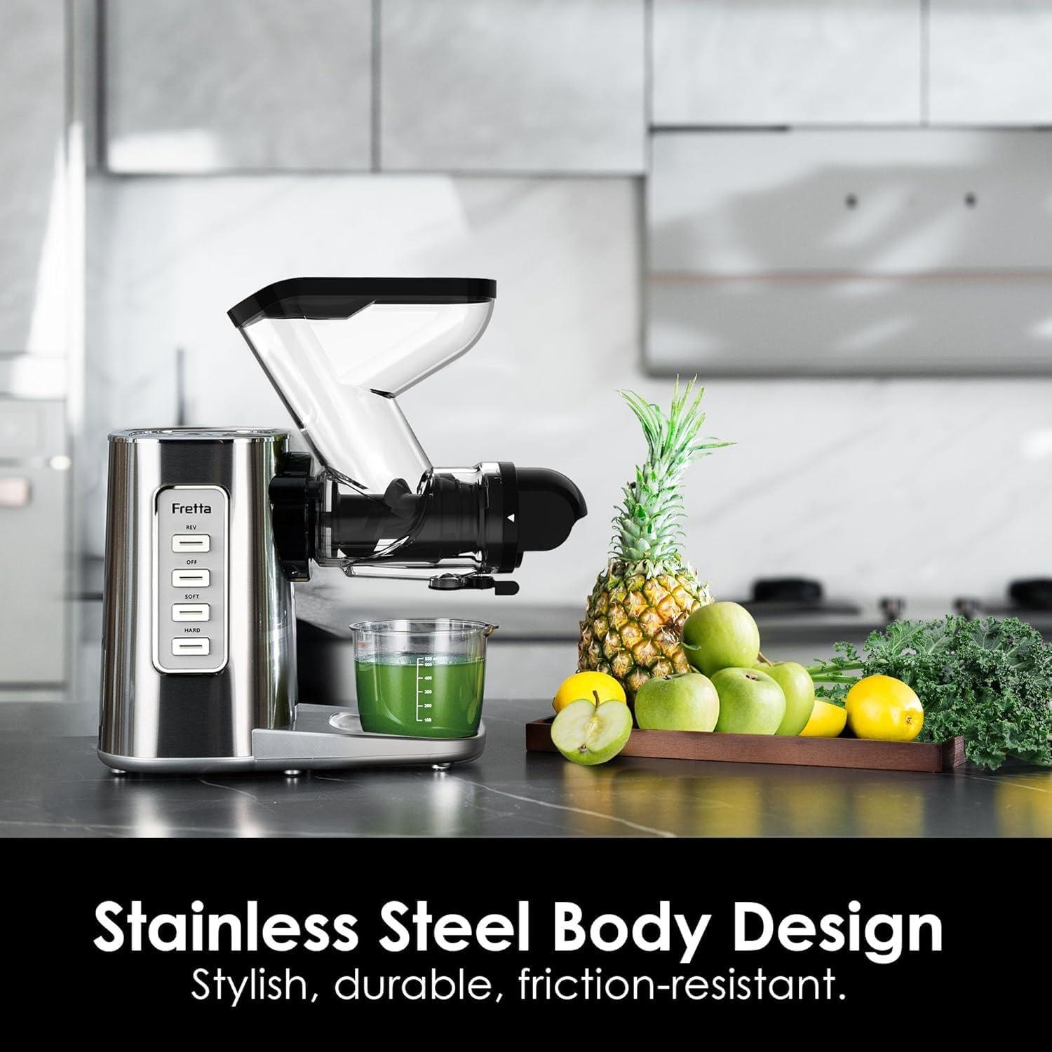 Exprimidor Lento Masticador Fretta Edge Max 200W Acero Inoxidable