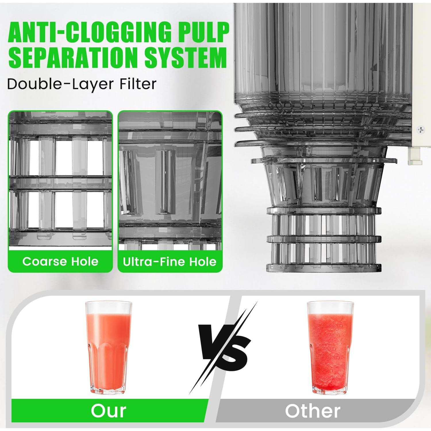 Exprimidor Masticador AERVOCE MP-802L 300W 1.6L Fácil Limpieza