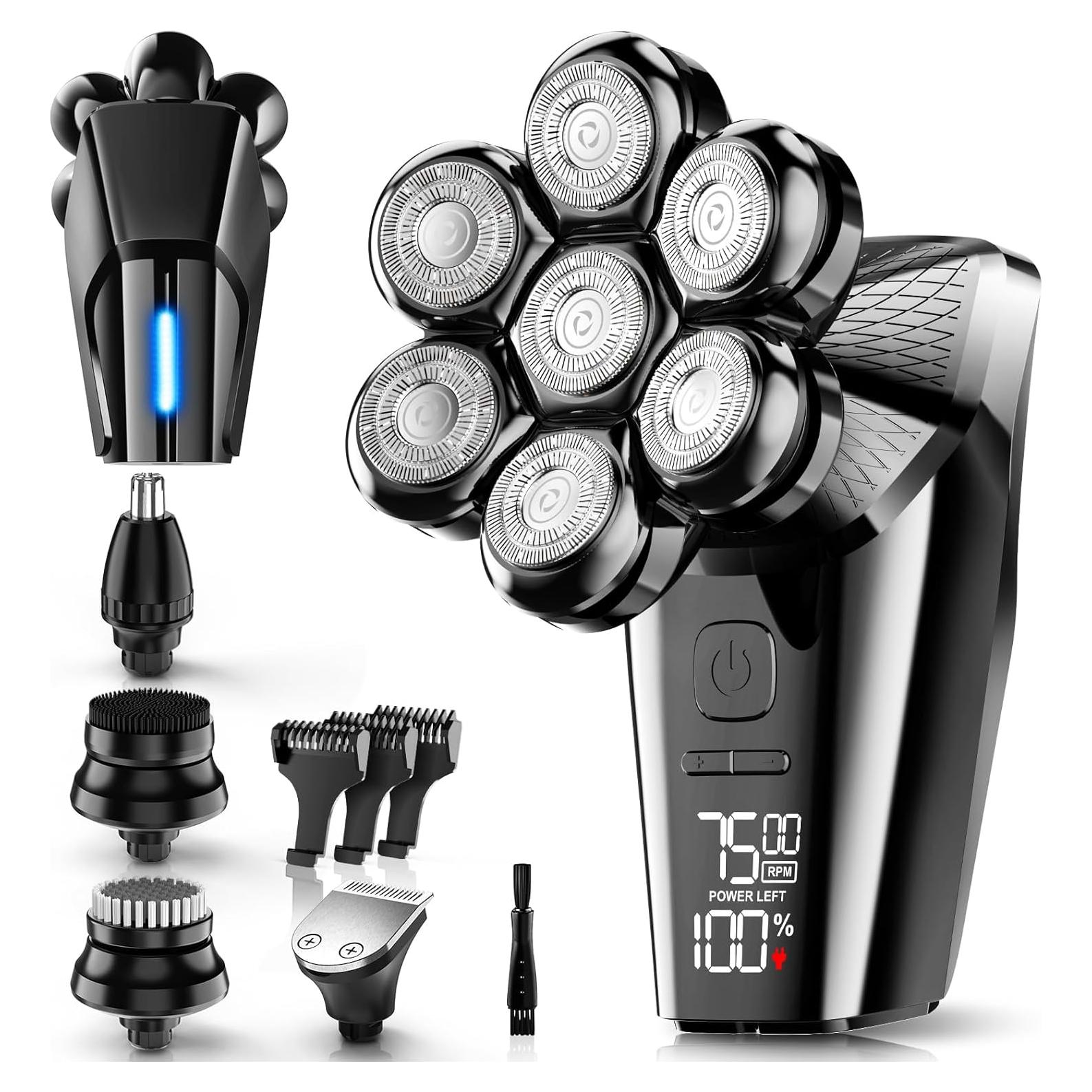 Afeitadora eléctrica Hexus para hombres calvos IPX7 5 en 1