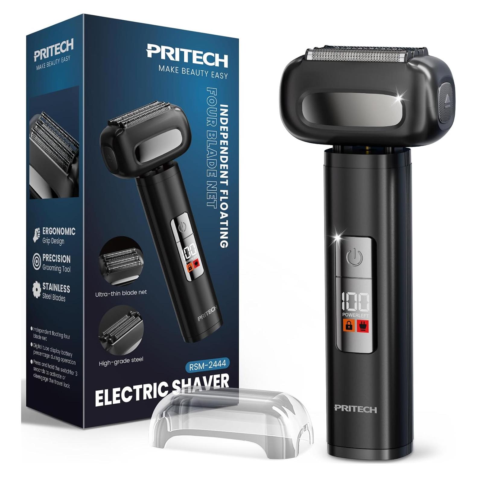 Afeitadora eléctrica PRITECH 4D impermeable con pantalla LED