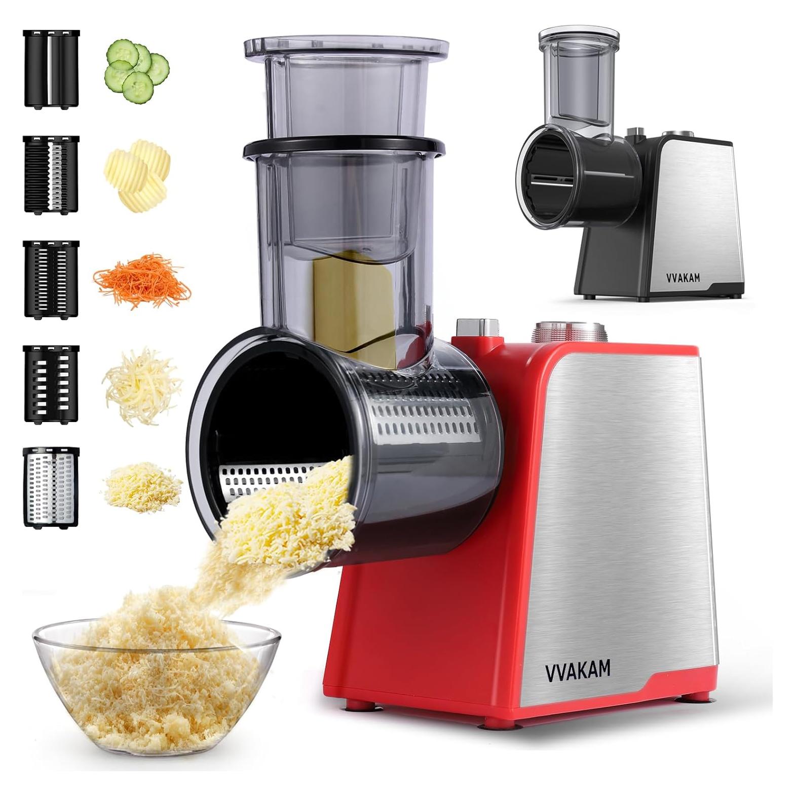 Rallador Eléctrico 5-en-1 VVAKAM 300W para Queso y Verduras