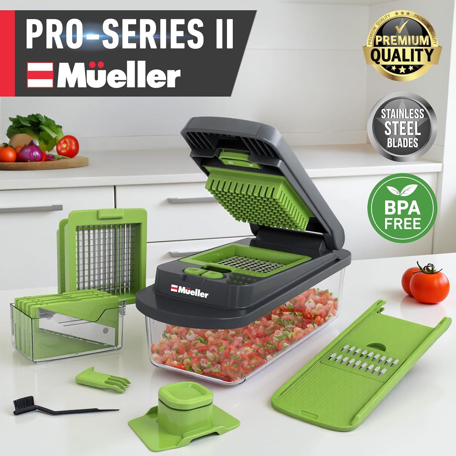 Picador de Verduras Mueller Pro-Series 10-en-1 8 Cuchillas Gris/Verde